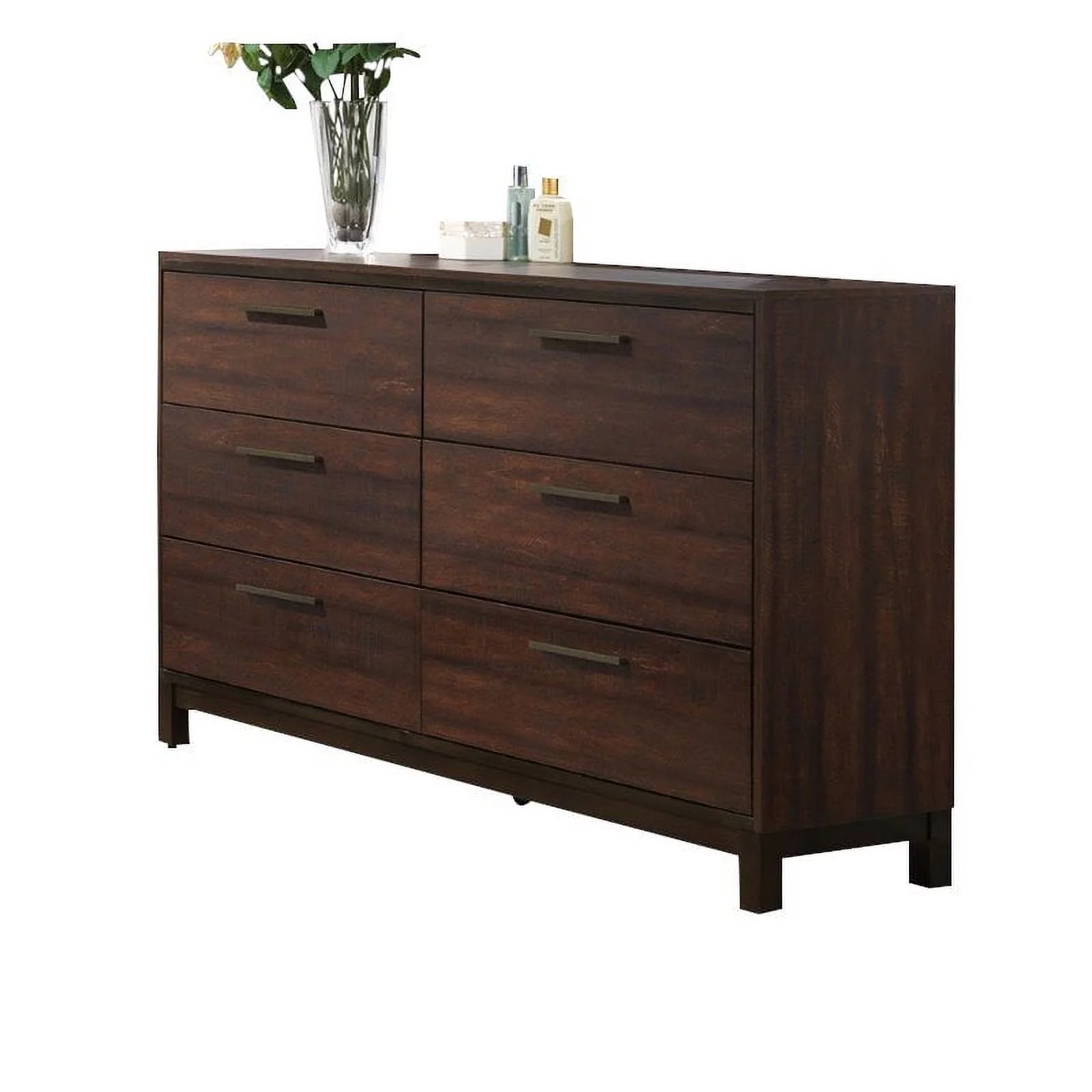 Bowery Hill 6 Drawer Dresser in Rustic Tobacco and Dark Bronze