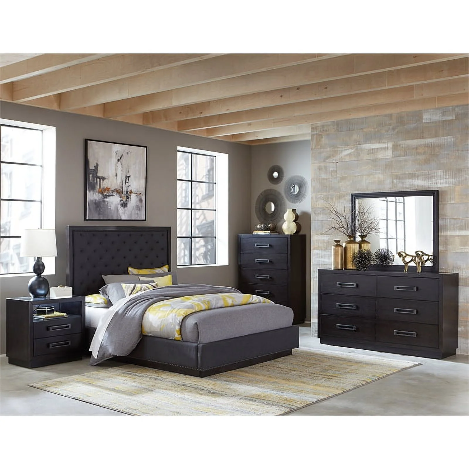 Lexicon Larchmont Queen Bed in Charcoal/Gray