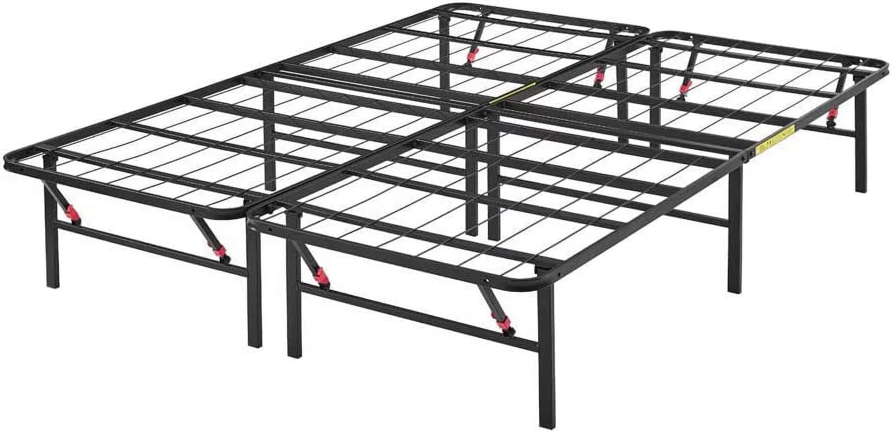 LIHONG Foldable Metal Platform Bed Frame with Tool Free Setup, 14 Inches High, Sturdy Steel Frame, No Box Spring Needed, King, Black