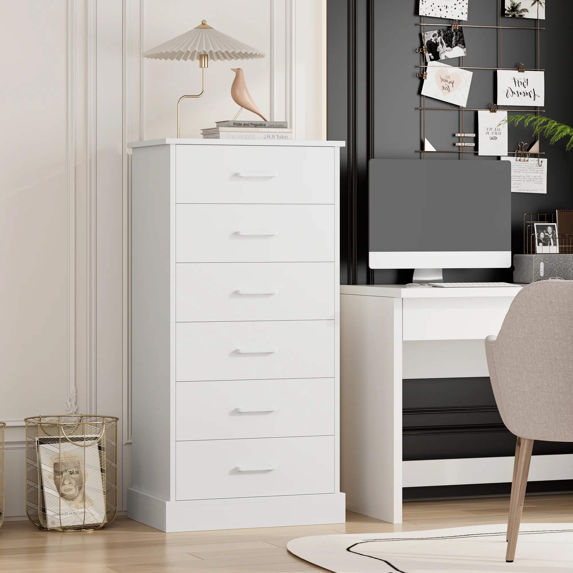 Homfa 6 Drawer Vertical Dresser, 48.8