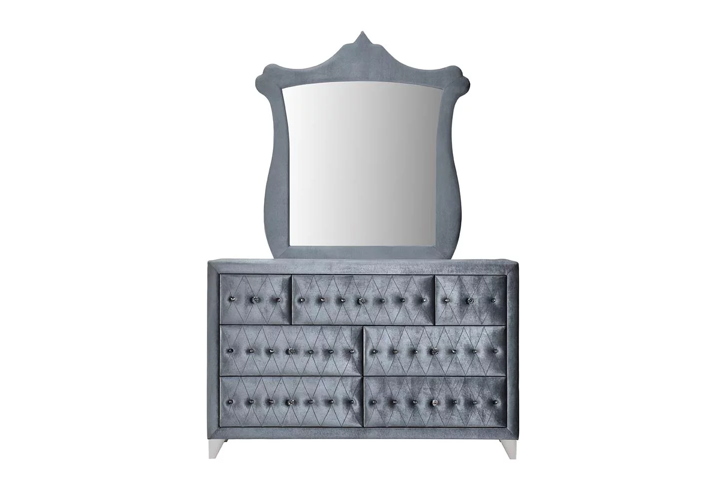 Acme Furniture Dante Mirror in Gray Velvet