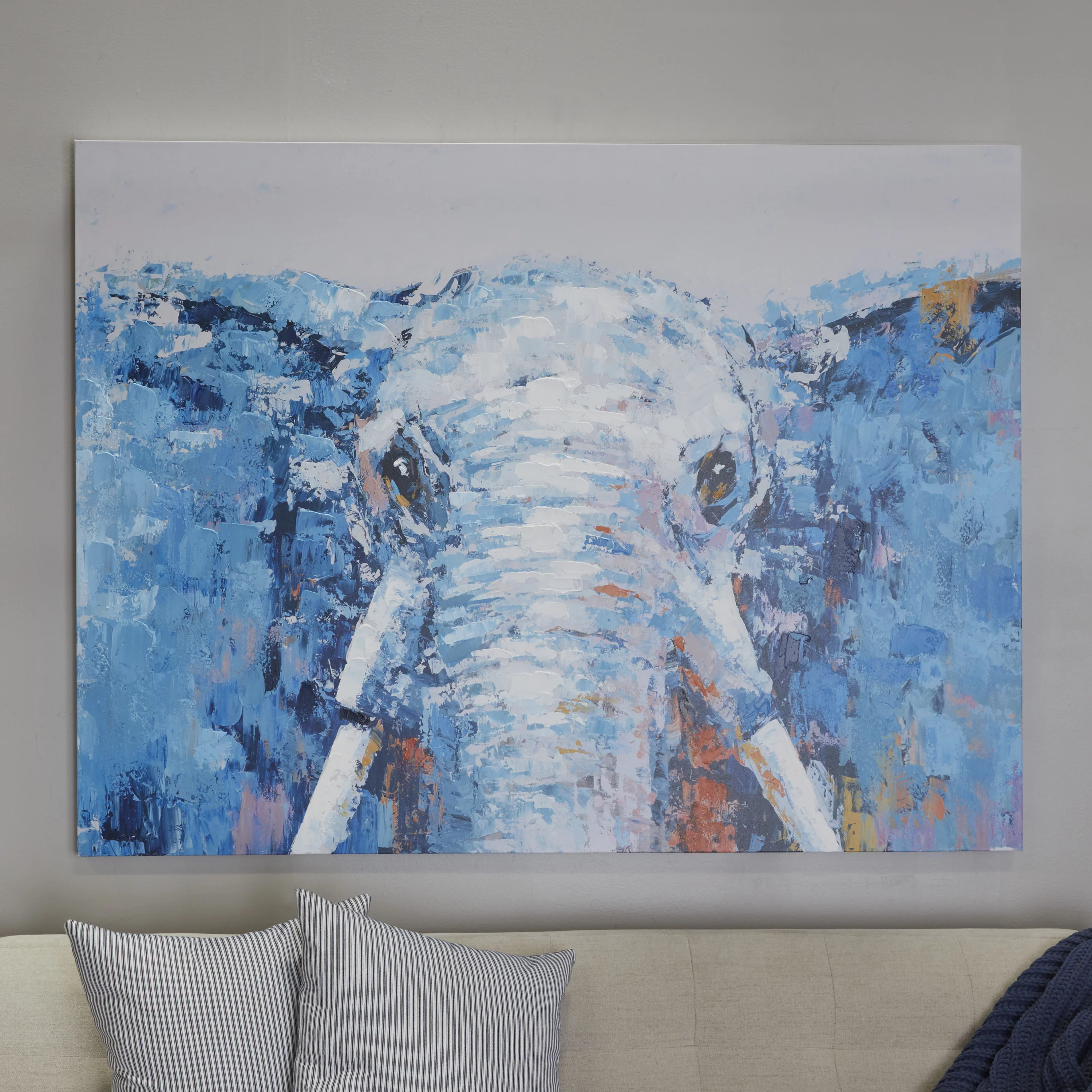 The Novogratz Blue Canvas Elephant Wall Decor