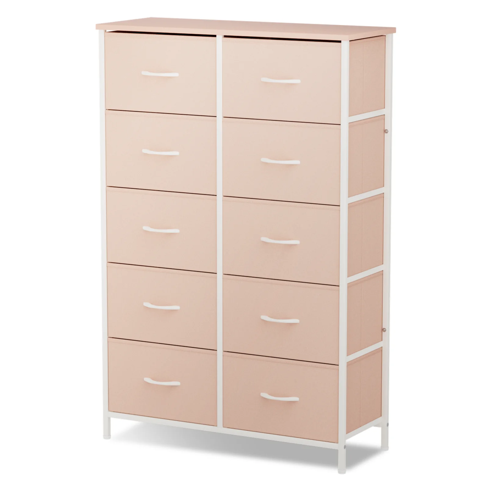 MoNiBloom 10 Double Drawer Dresser, Modern Storage Cabinet for Bedroom, Vertical Chest of Drawers for Living Room, Pink
