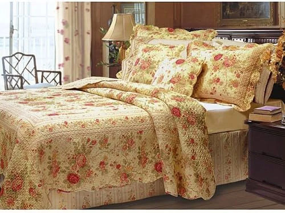 Chic Shabby Romantic Rose Bedding Quilt Set Queen