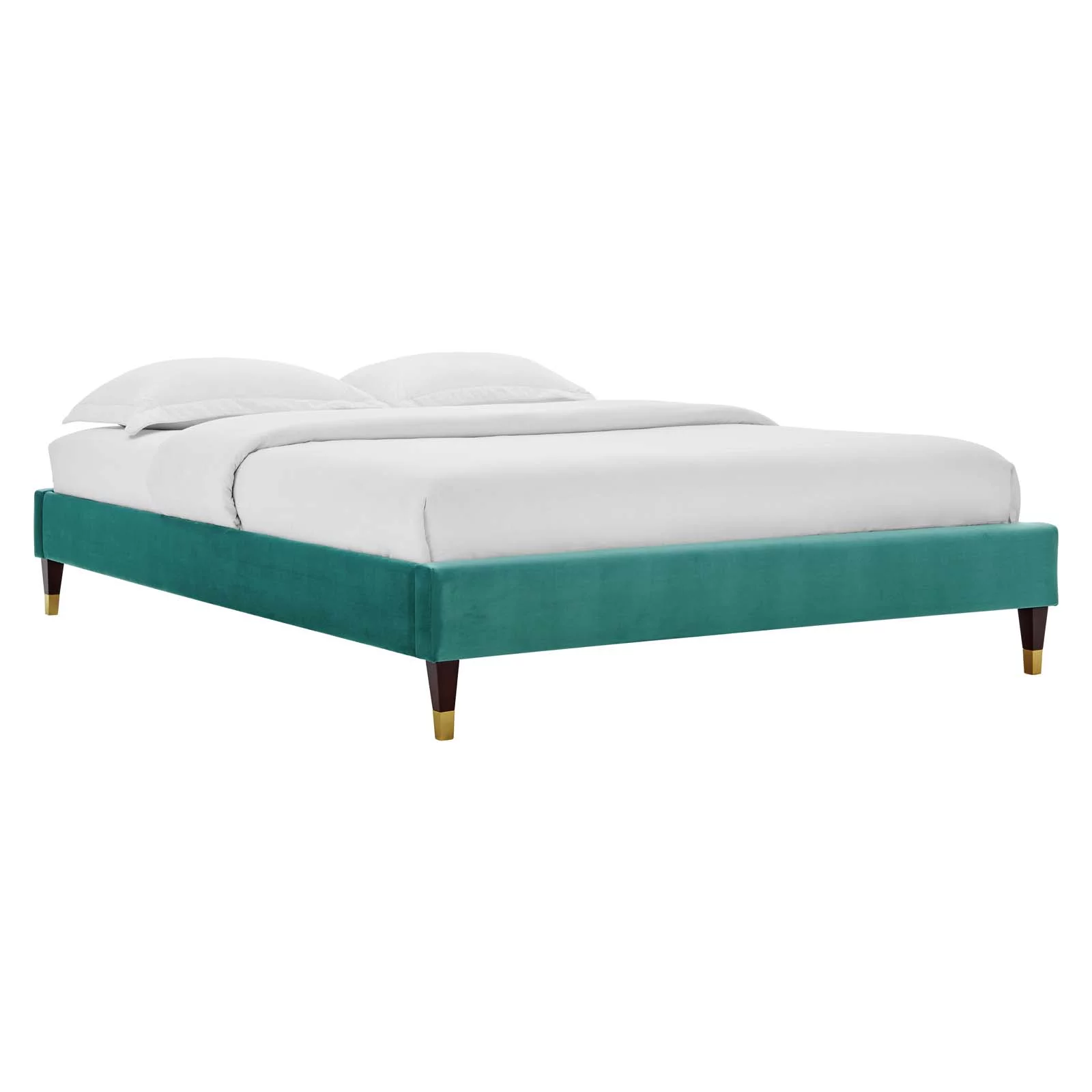 Modway Harlow Full Performance Velvet Platform Bed Frame in Teal