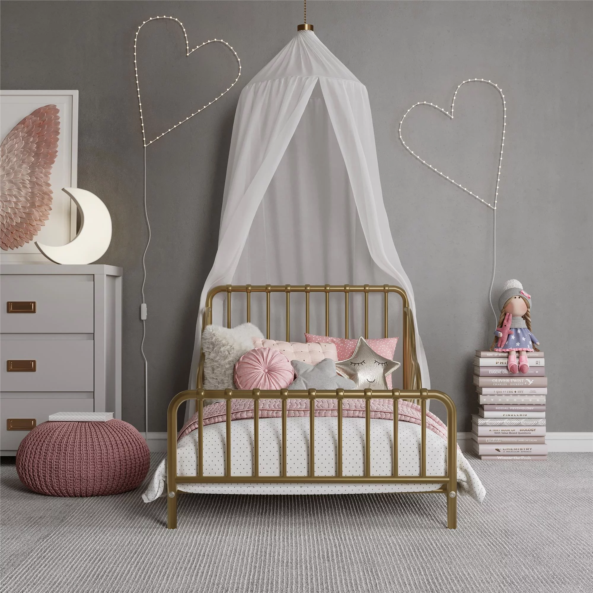 Little Seeds Quinn Whimsical Metal Toddler Bed, Gold
