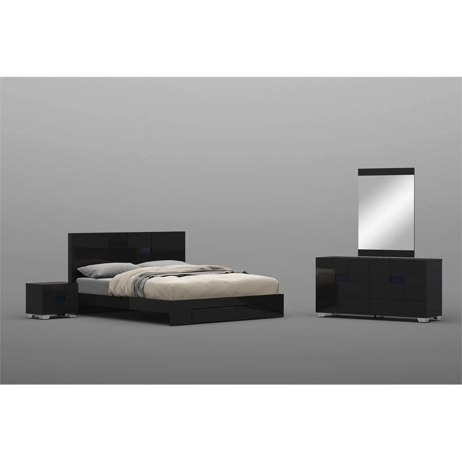 Titan Furnishings Waldorf 4-Piece Wood California King Bedroom Set in Black