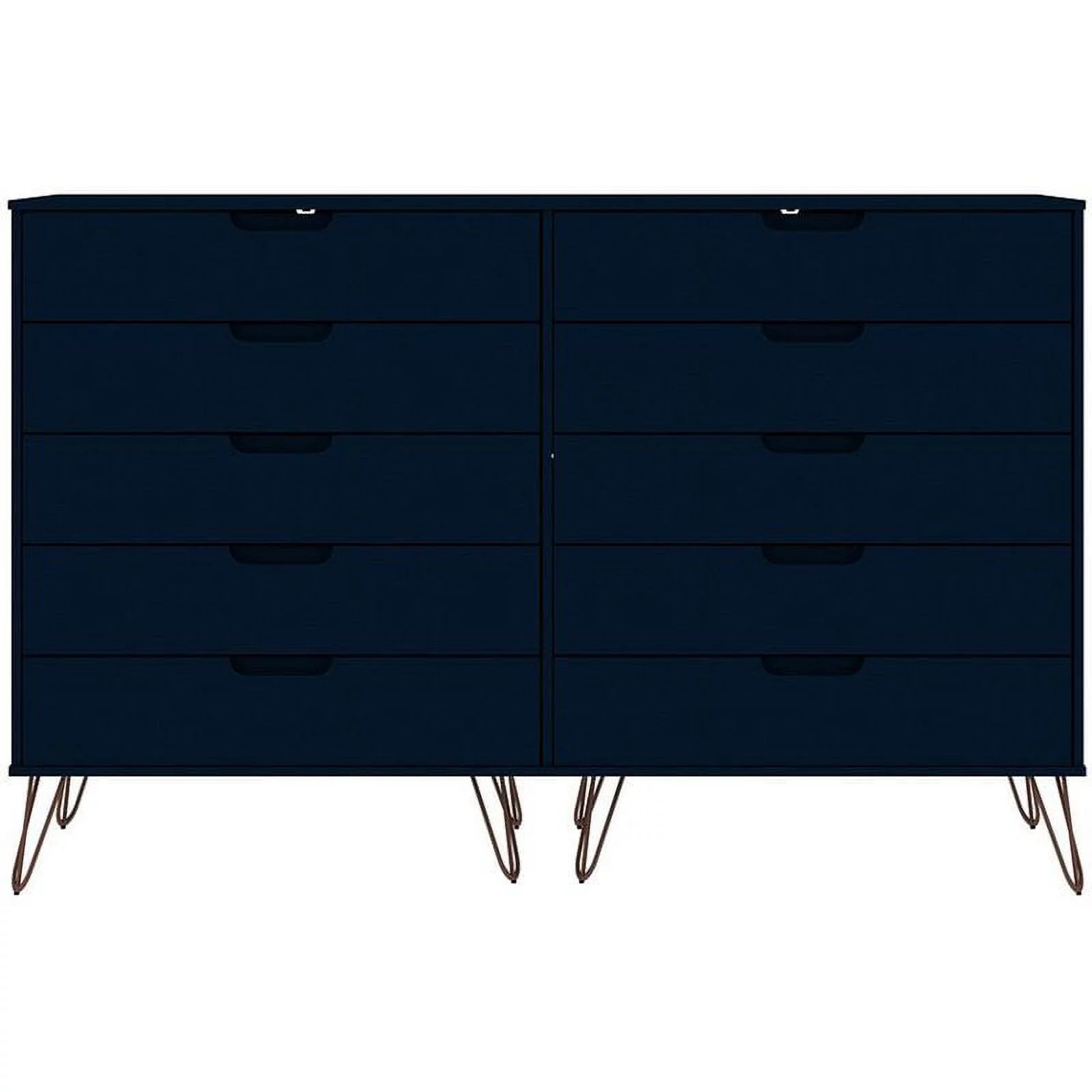 Pemberly Row 10-Drawer Contemporary Wood Dresser in Tatiana Midnight Blue