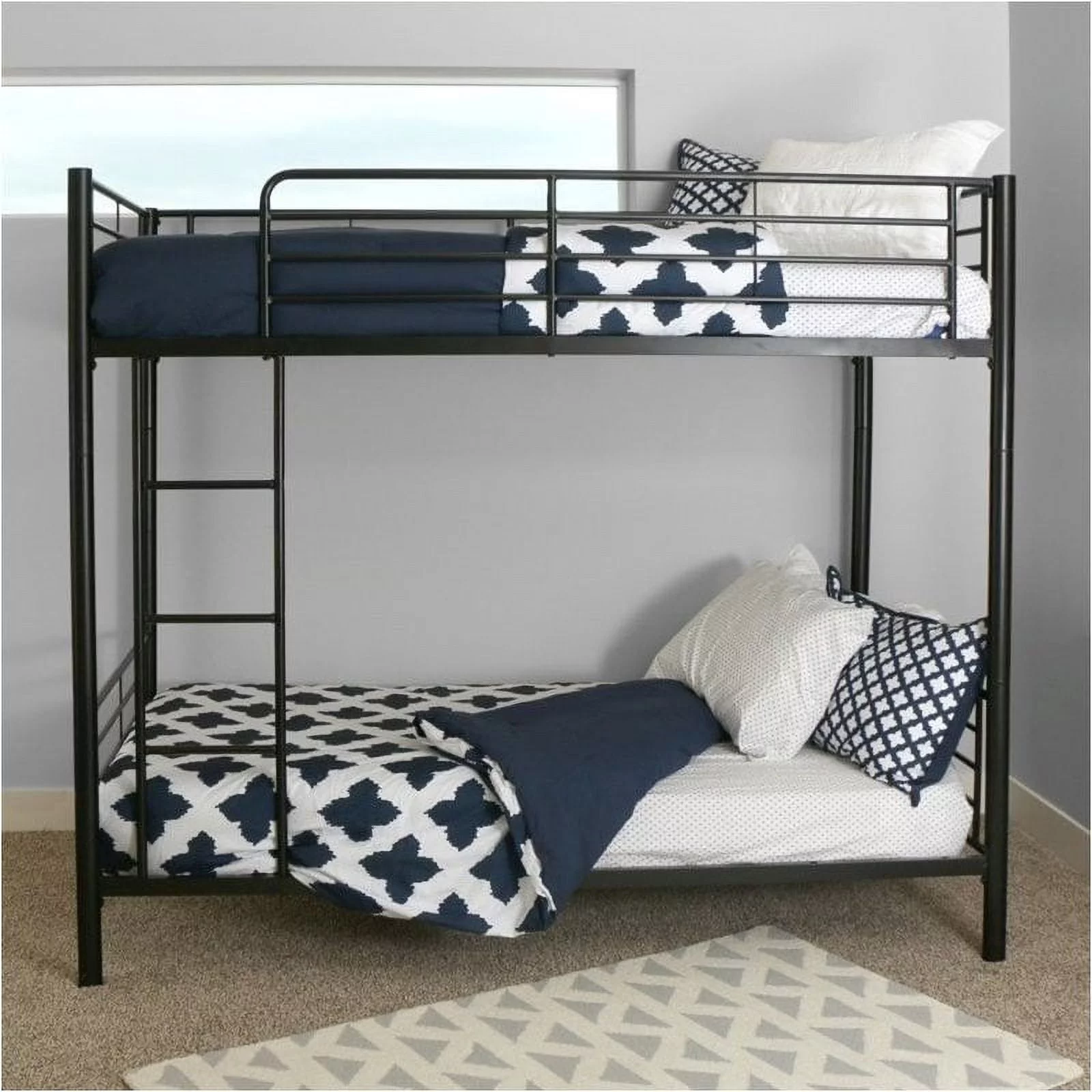 Pemberly Row Twin over Twin Metal Bunk Bed in Black
