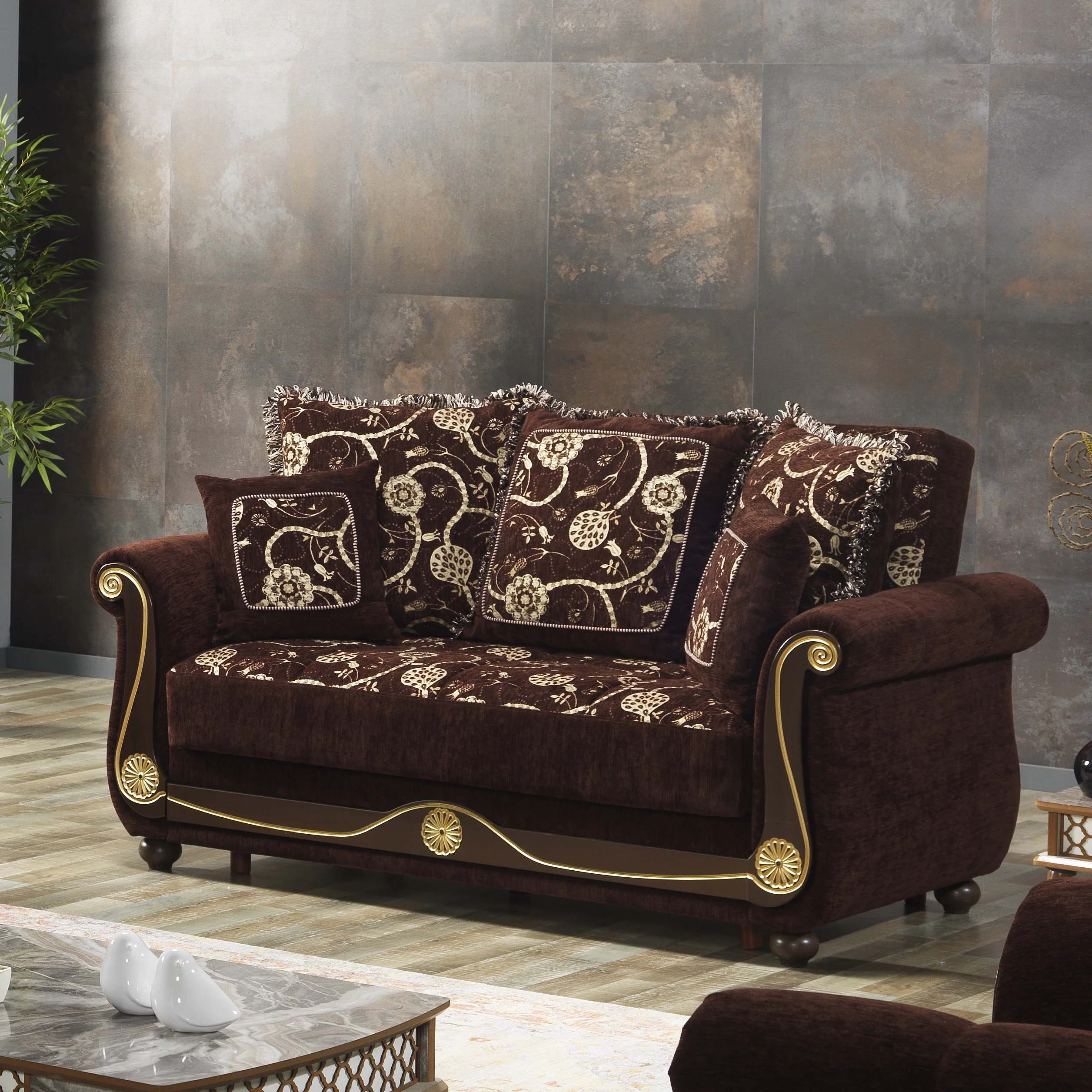 Ottomanson Patriot Sleeper Loveseat, Brown Chenille