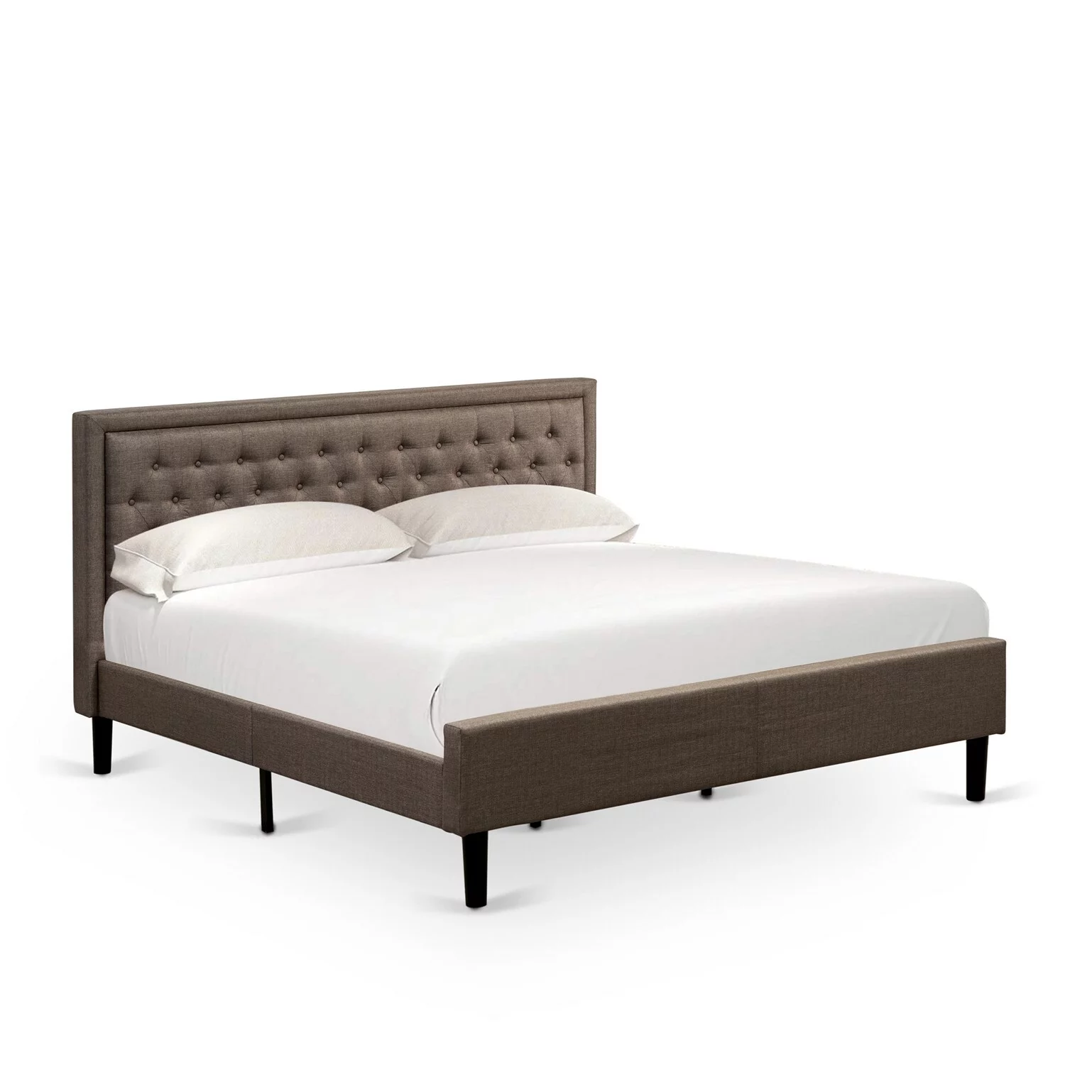 East West Furniture 2-piece Wood Bedroom Set in Wire Brushed Black/Brown