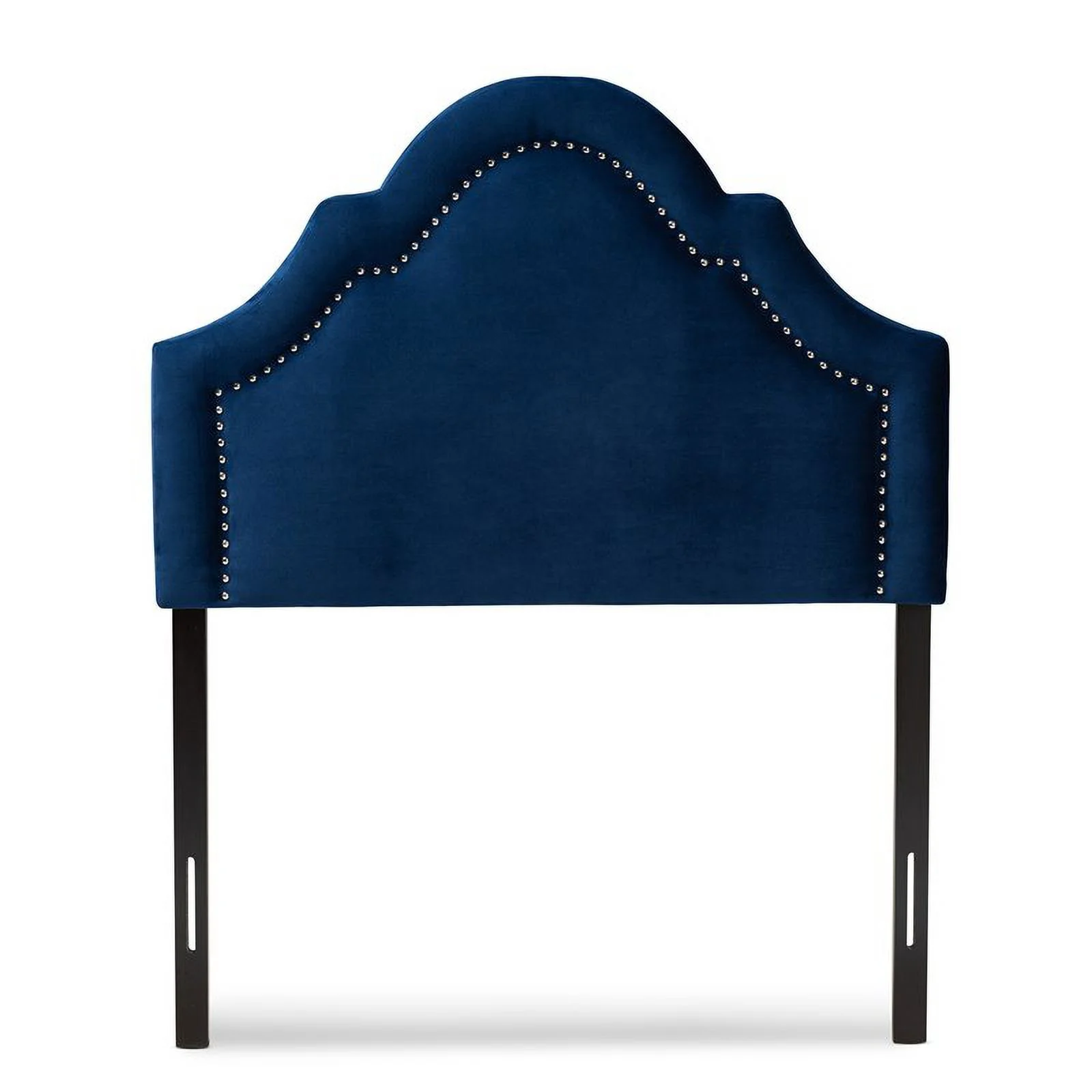 Bowery Hill Modern Velvet and Wood Twin Headboard in Navy Blue