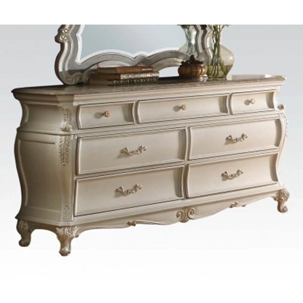 ACME Chantelle Dresser w/Granite Top, Pearl White