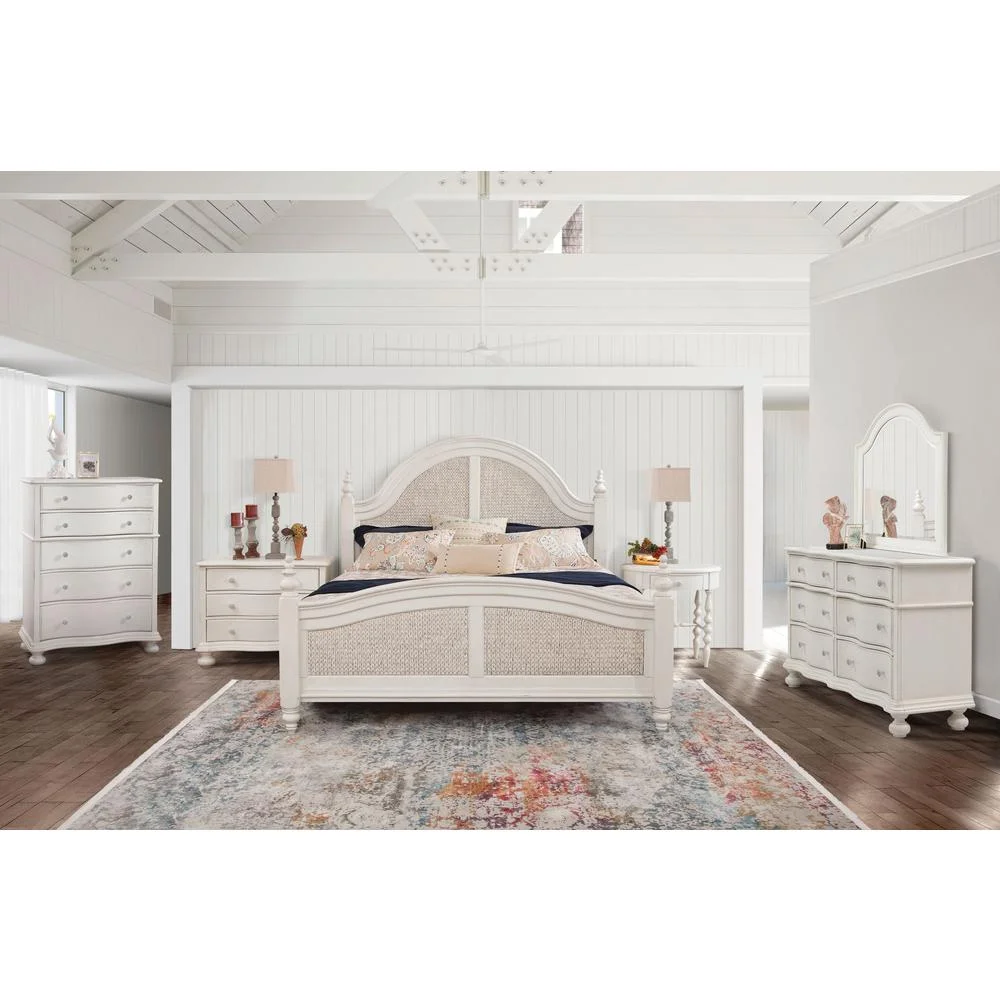 American Woodcrafters Rodanthe Dove White King Woven Wood Frame Panel Bed