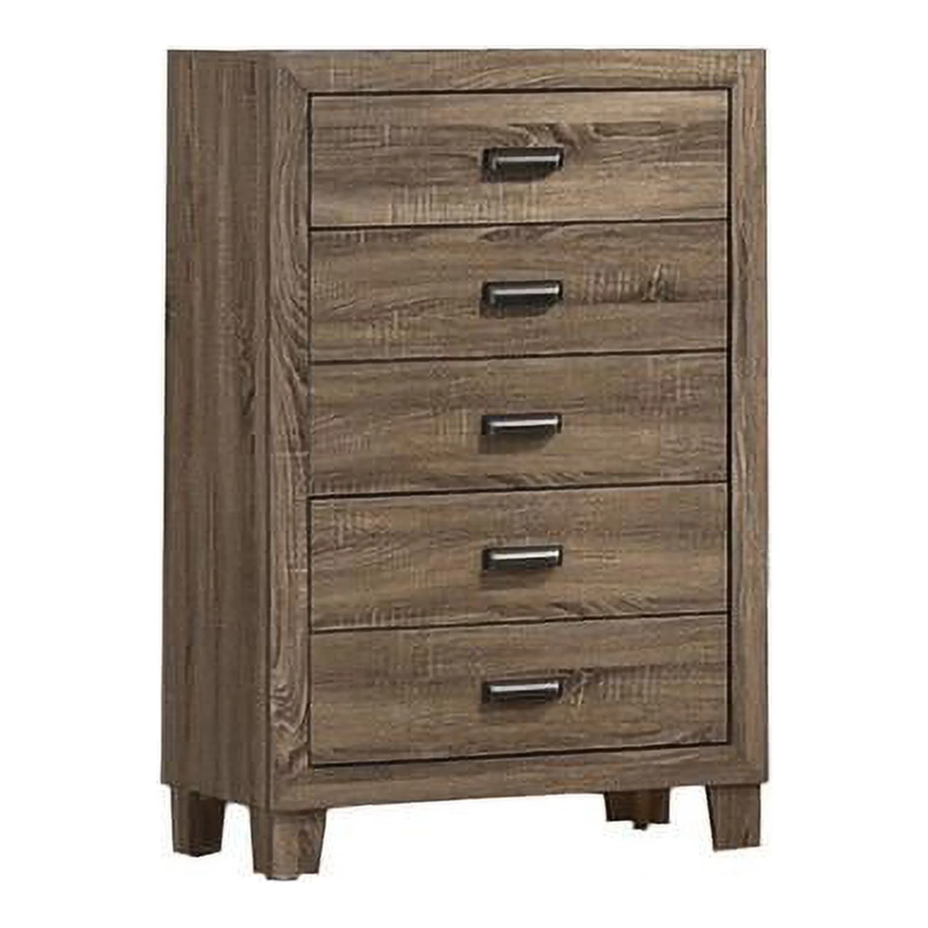 Dark Walnut Wood 5pc Bedroom Set with Bed+ Dresser+ Mirror+ Nightstand+ Chest
