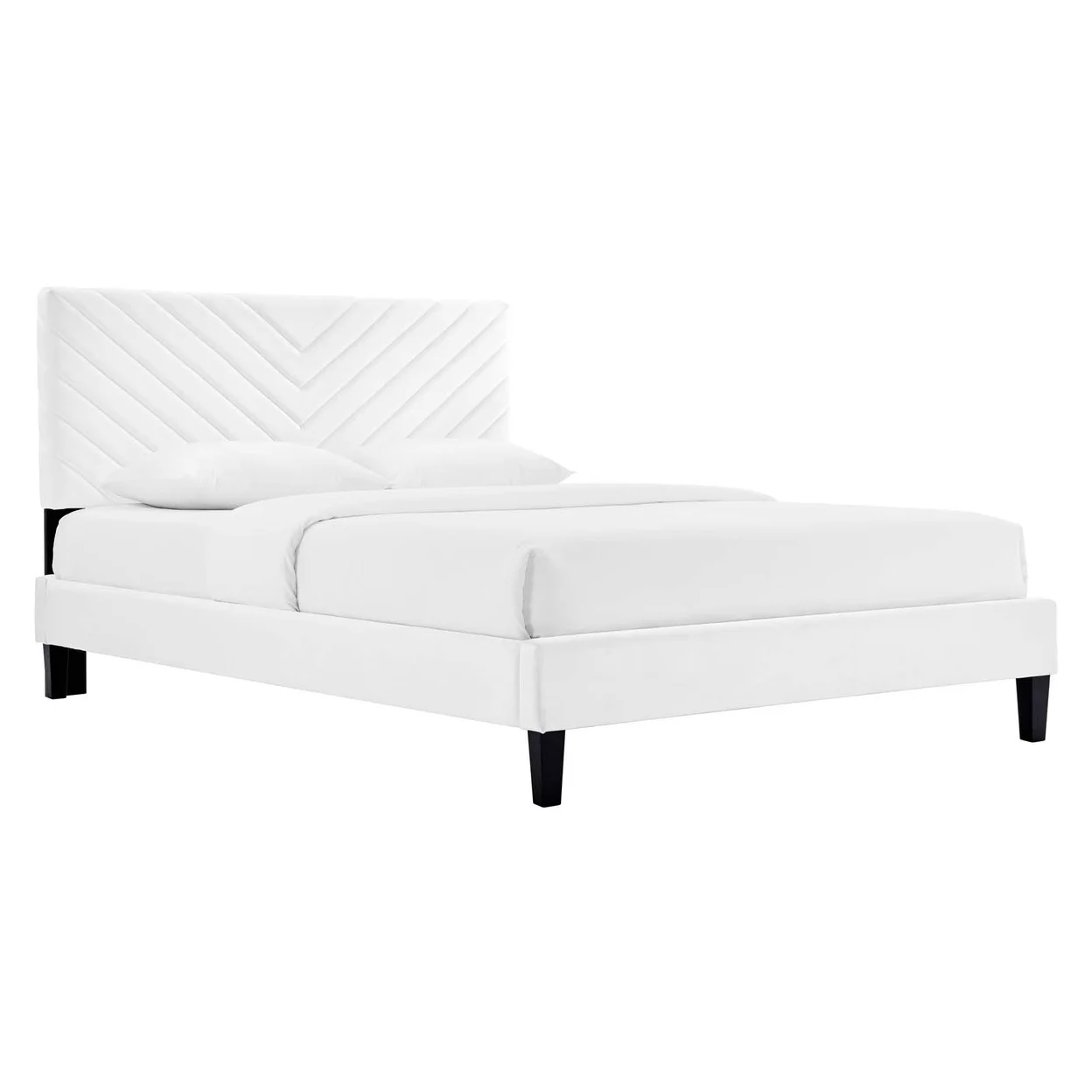 Modway Roxanne Modern Performance Velvet Full Platform Bed in White