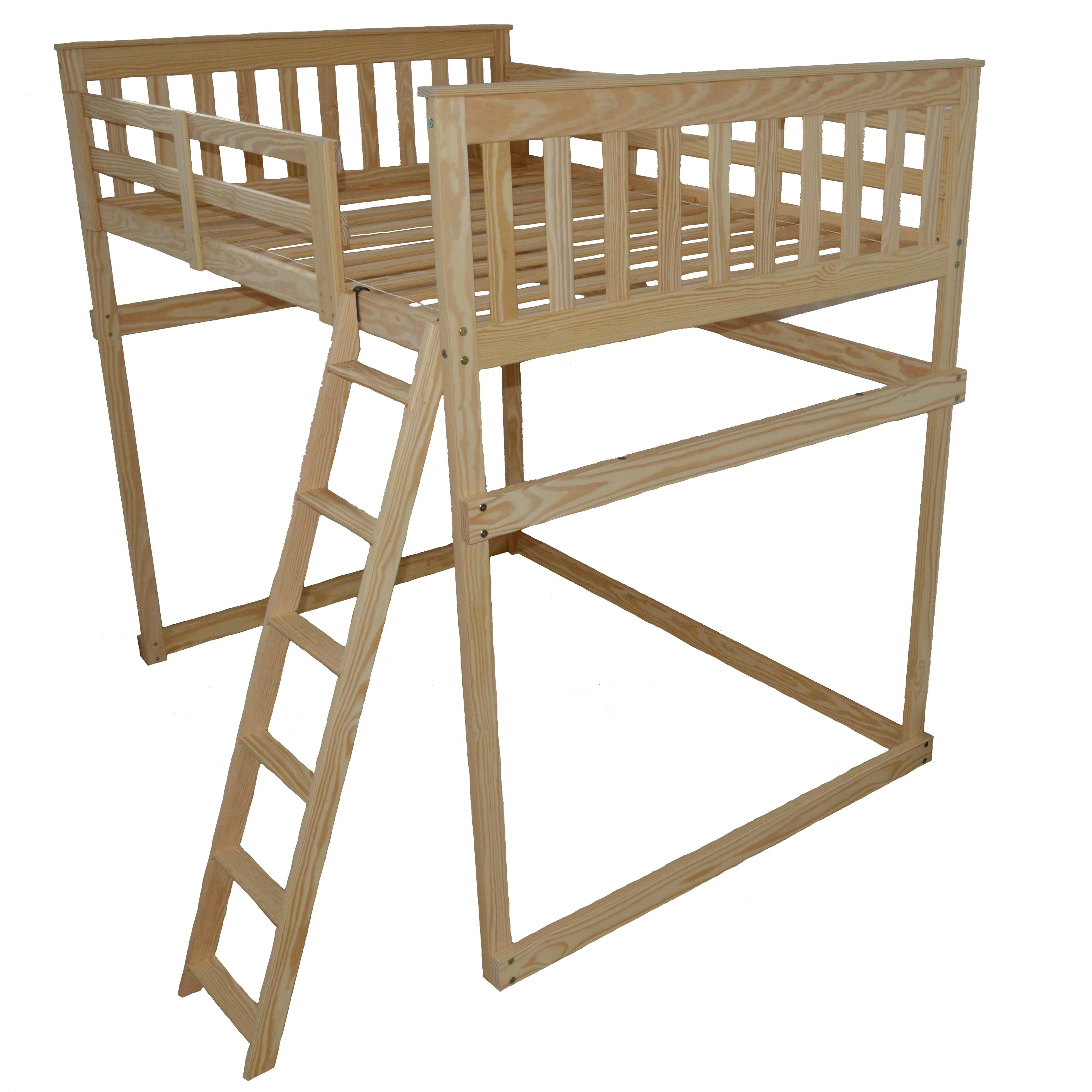 Kunkle Holdings LLC Pine Full Mission Loft Bed with Side Ladder Black Painted