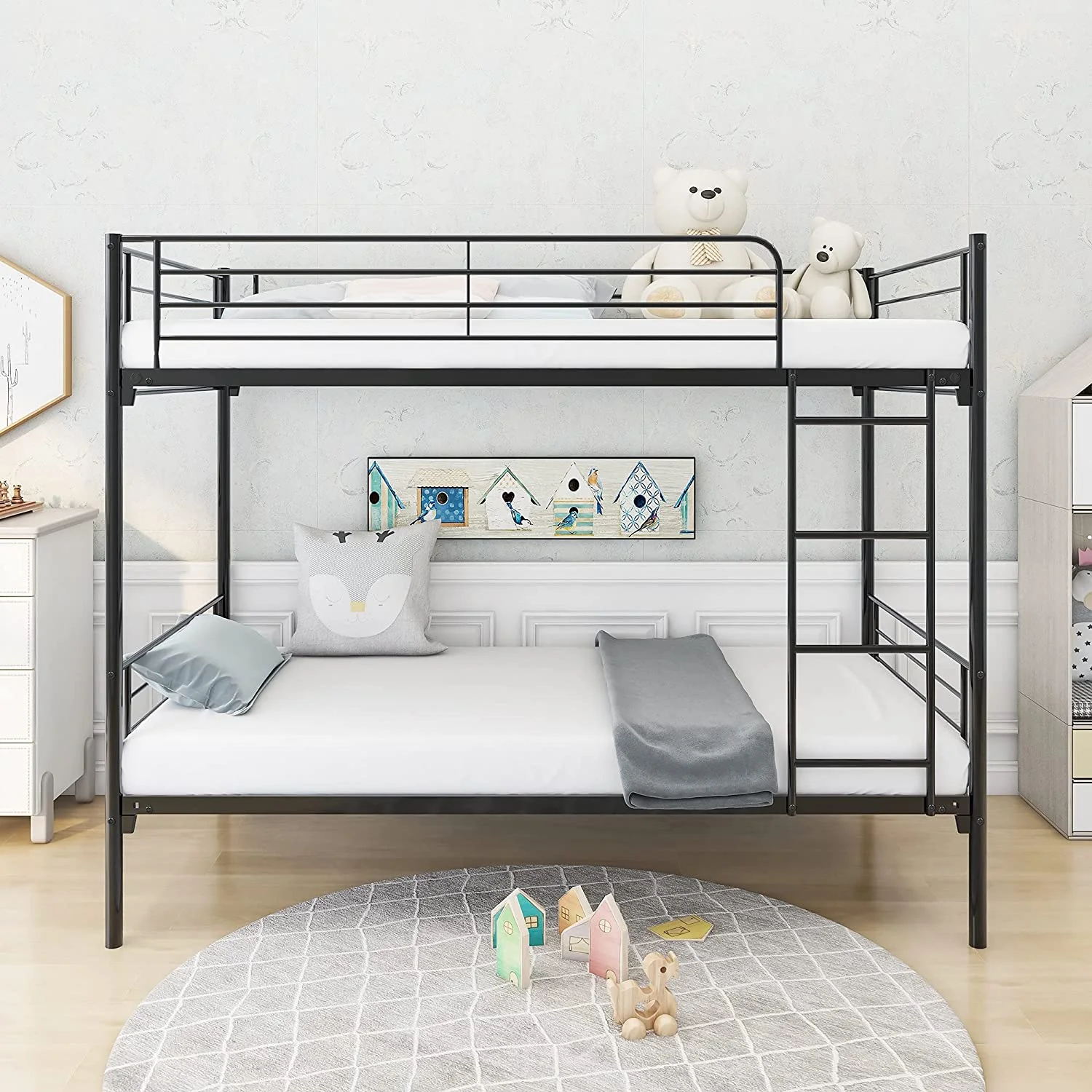 QCAI Twin Over Twin Bunk Bed with 10.83