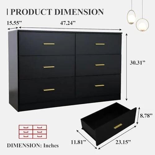 RUNFAYBIU 6-Drawer Dresser  Bedroom Drawer Dresser with Easy Pull Handle  Tall Chest Organizer Unit with Bins  Large  Tower Unit  Organizer  Drawers for Bedroom  Hallway  Nursery (White)