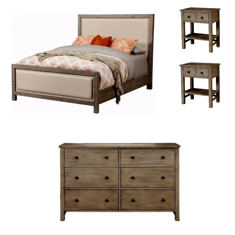 Home Square 4-Piece Set with Classic Queen Bed & Dresser & 2 Nightstands