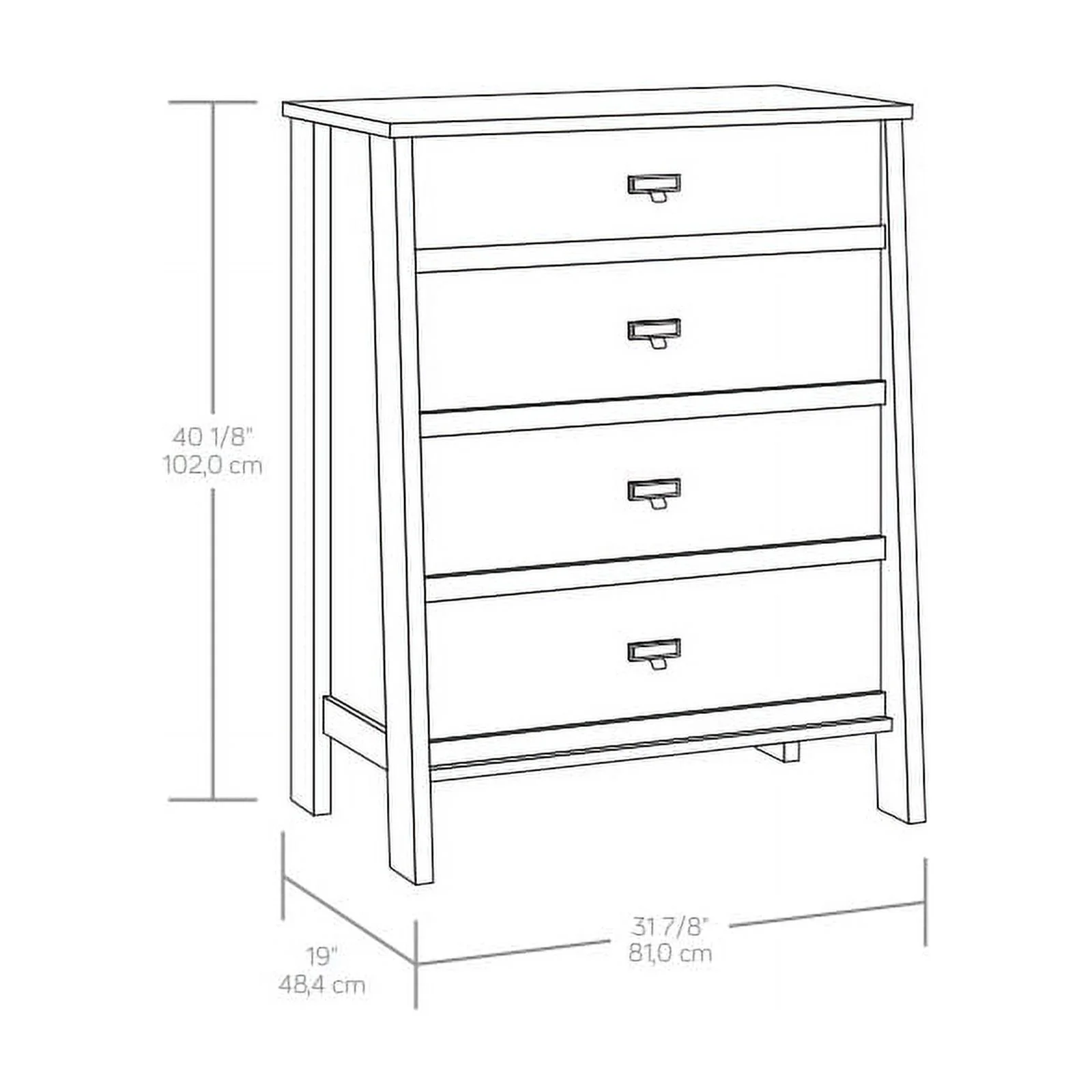 Sauder Trestle 4-Drawer Bedroom Dresser in Chalked Dressernut, Chalked Chestnut Finish