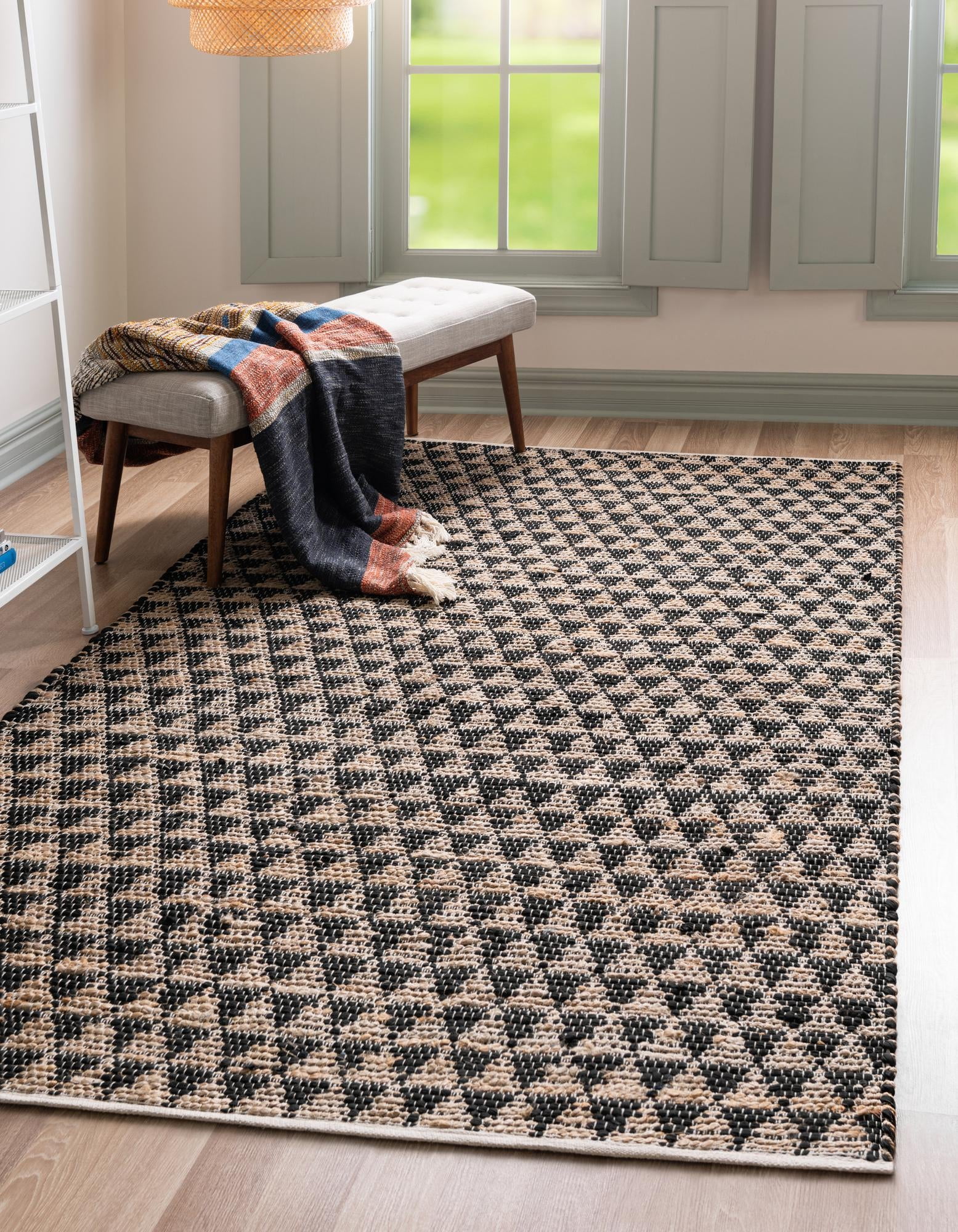 Unique Loom Chindi Jute Rug Black/Natural 4' 1