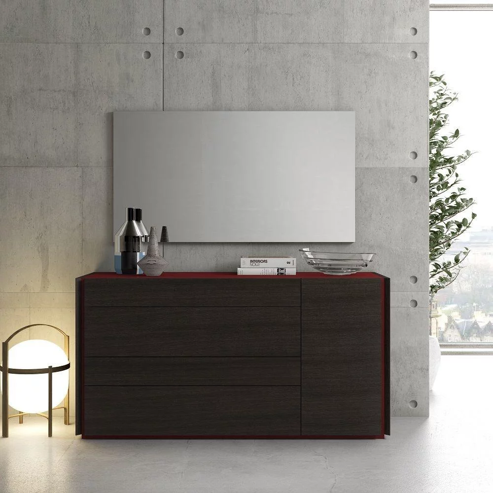 Light Grey Lacquer & Wenge Veneer King Bedroom Set 5Pcs J&M Lagos Contemporary