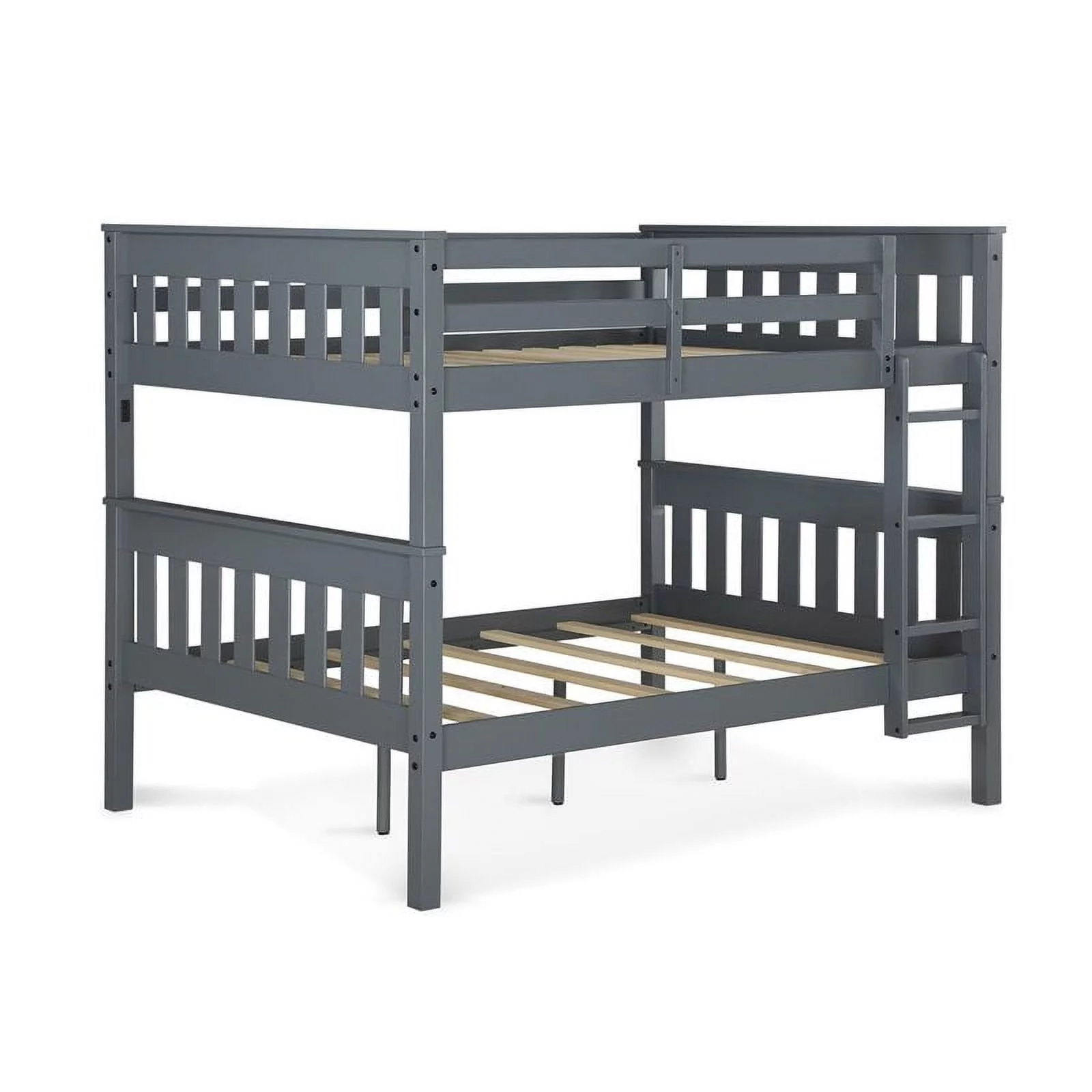 Bowery Hill Full Over Full Wooden Bunk Bed with USB Port in Gray