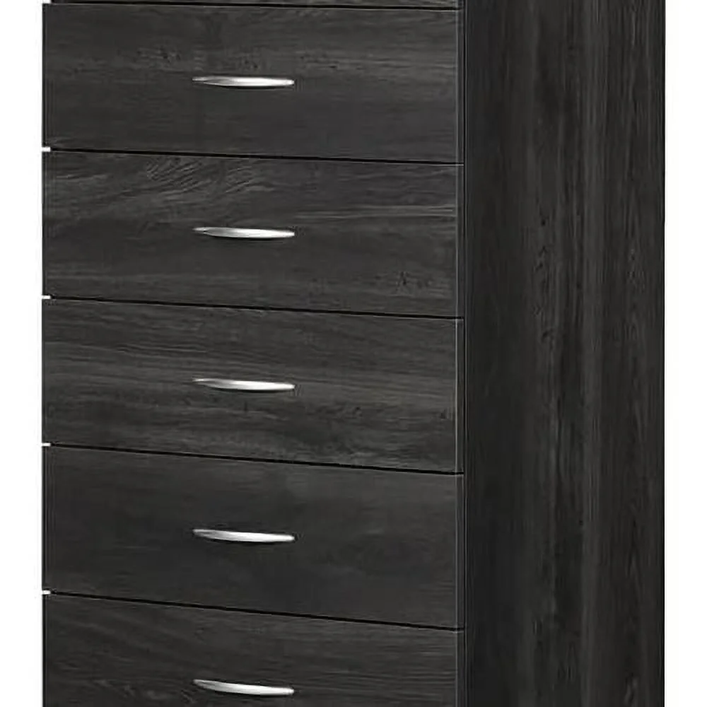 6 Drawers Dresser, Small Wood Lingerie Chest For Bedroom, Modern Storage Tower Organizer For Closet, Black