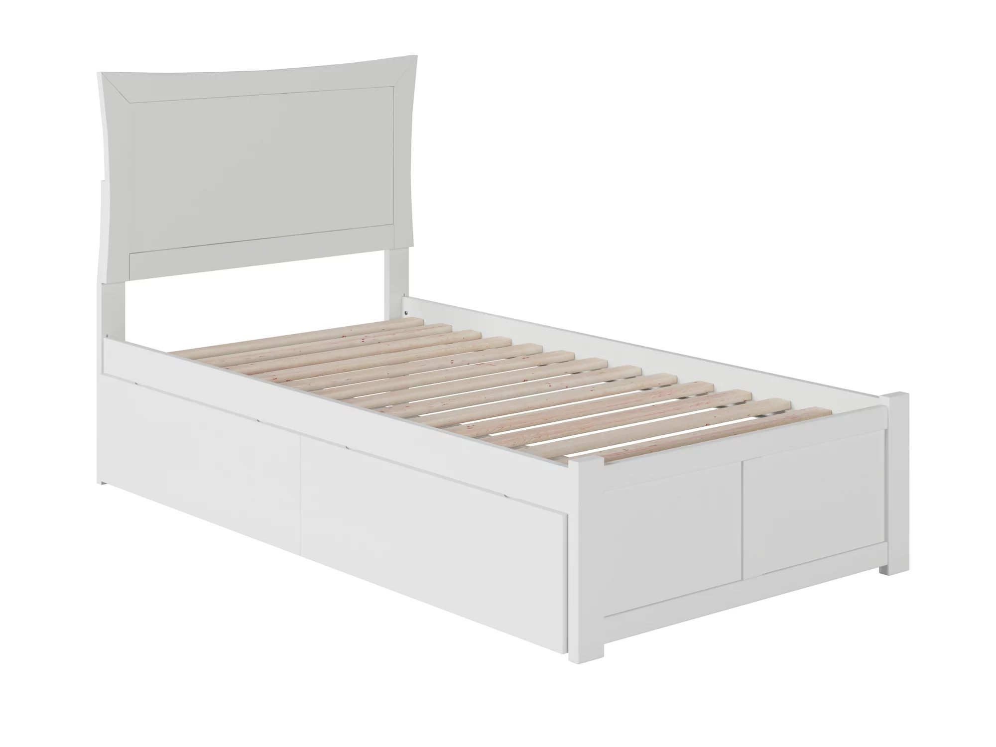 Metro Platform Bed with Flat Panel Foot Board and 2 Urban Bed Drawers in, Multiple Colors and Sizes