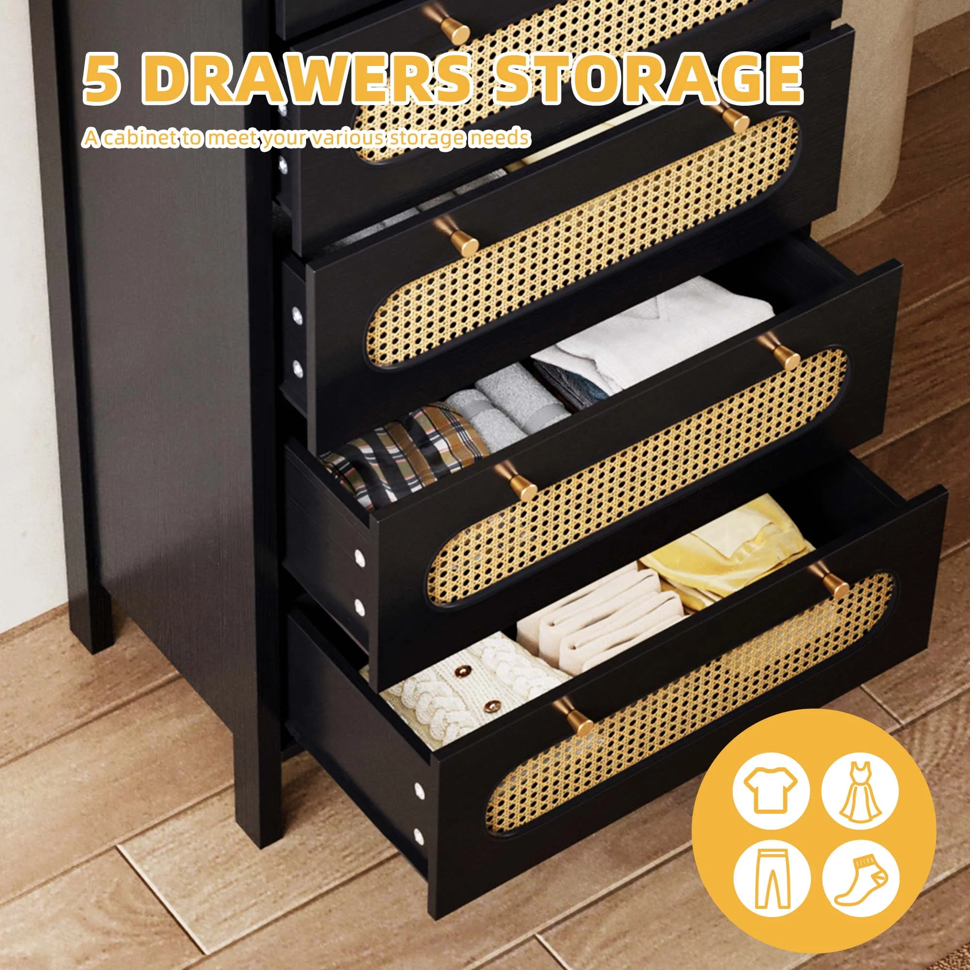 DWVO 5 Drawer Dresser, 47