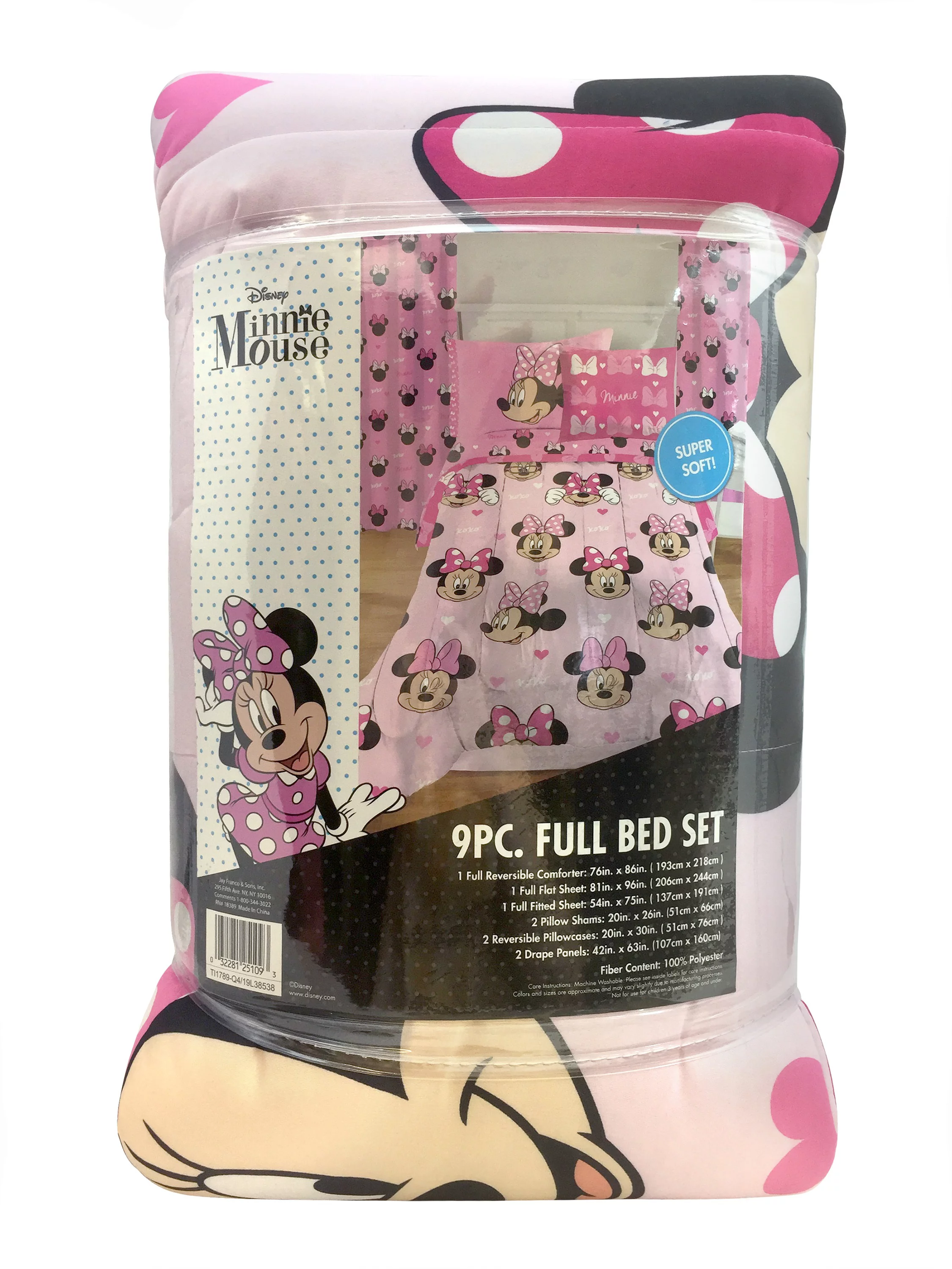 Minnie Mouse Cartoon 9 Pieces Comforter Sets, With Shams Pillowcases Flat Sheet Fitted Sheet Window panels