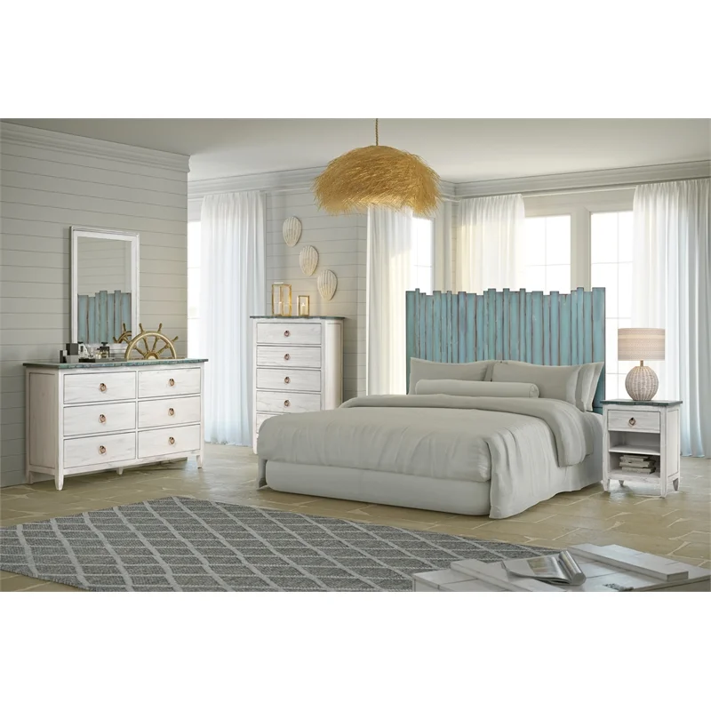 Sea Winds Picket Fence 5-Drawer Chest Blue Finish