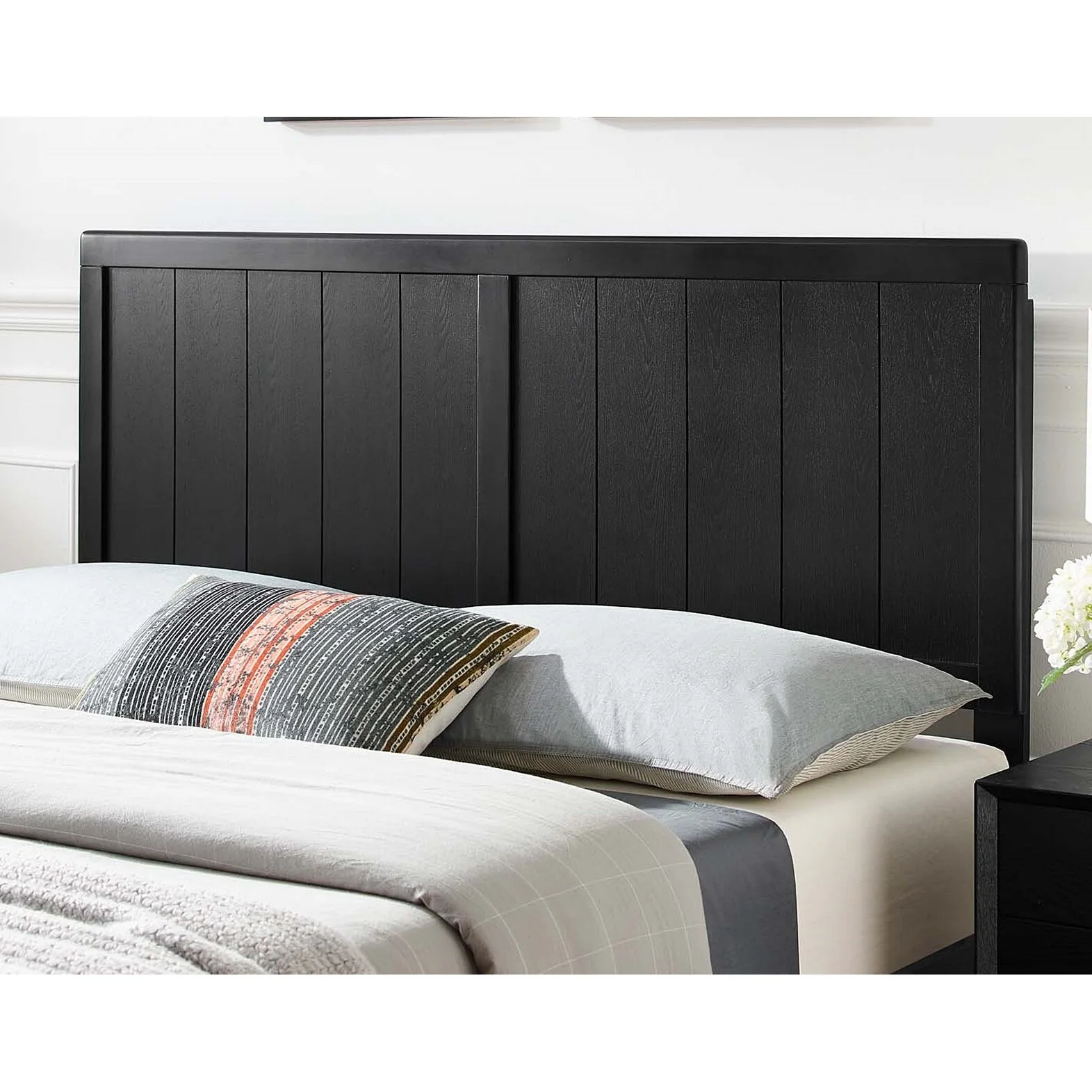 BSD National Supplies Widman Country Style Full Size Black Wooden Headboard