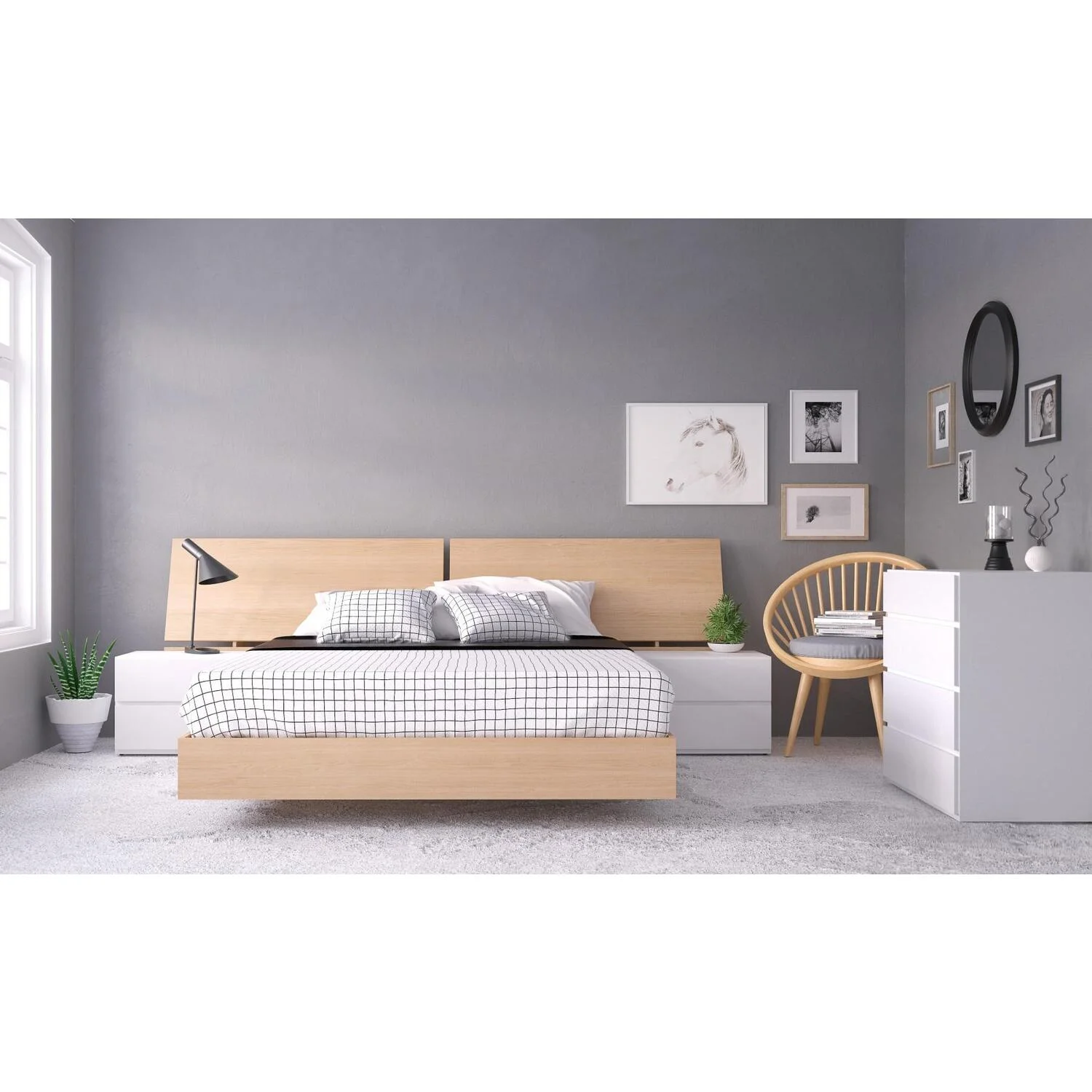 Fiji Queen Size Bedroom Set #400842 from Nexera, Natural Maple and White-Finish:Natural Maple/White