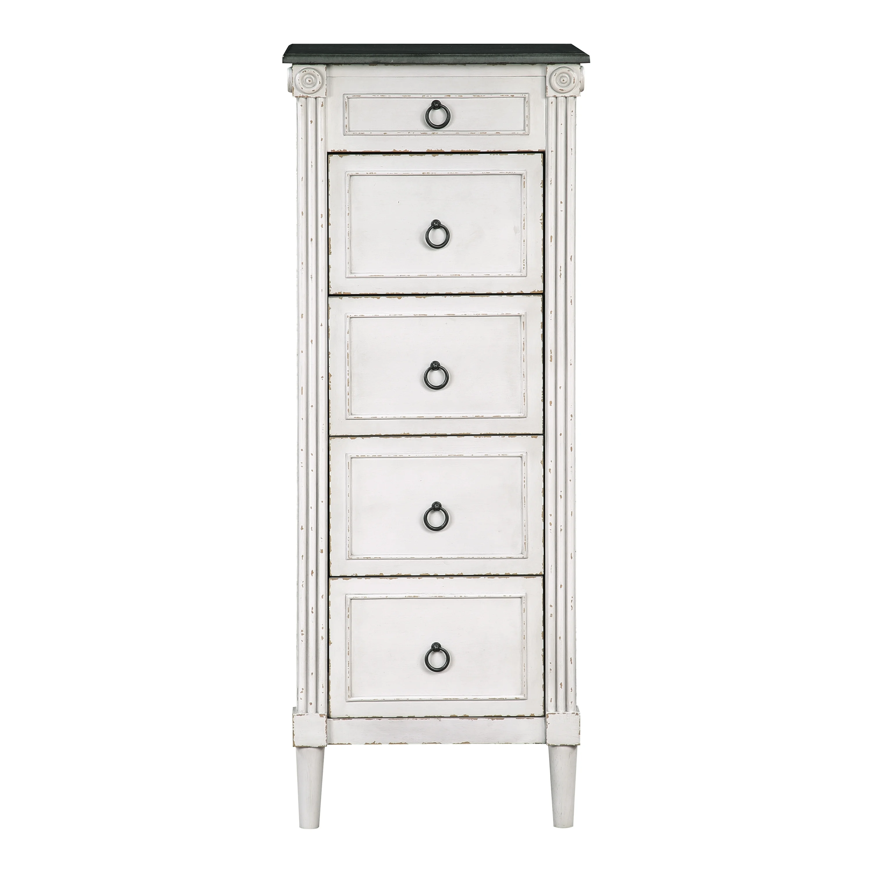 Roma Indoor 5-Drawer Wood Antique White and Gray Chest for Bedroom by Furniture of America
