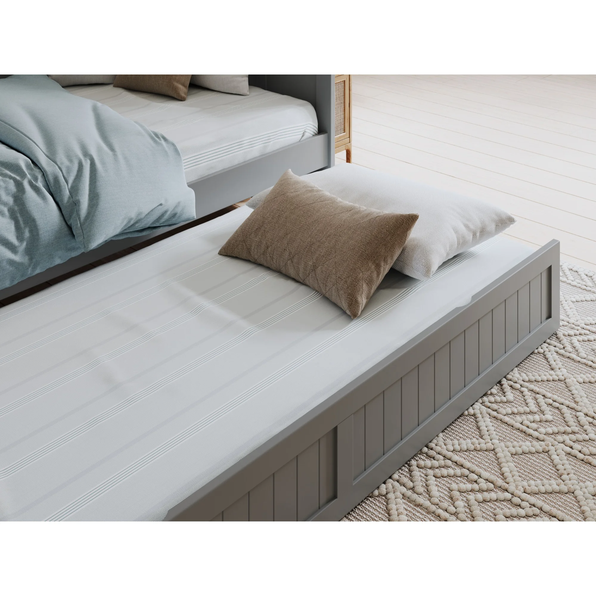 AFI Nantucket Twin Wood Daybed with Twin Size Trundle in Grey