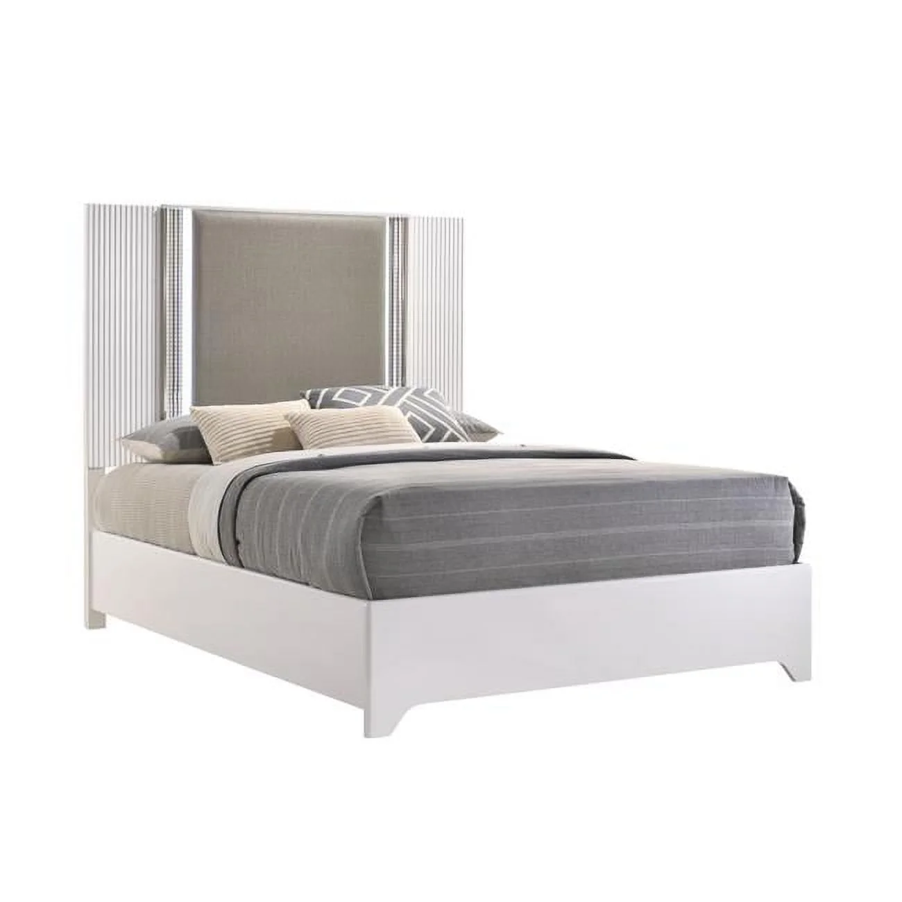 Aspen Metallic Upholstery Chrome Bed, Gloss - Queen Size