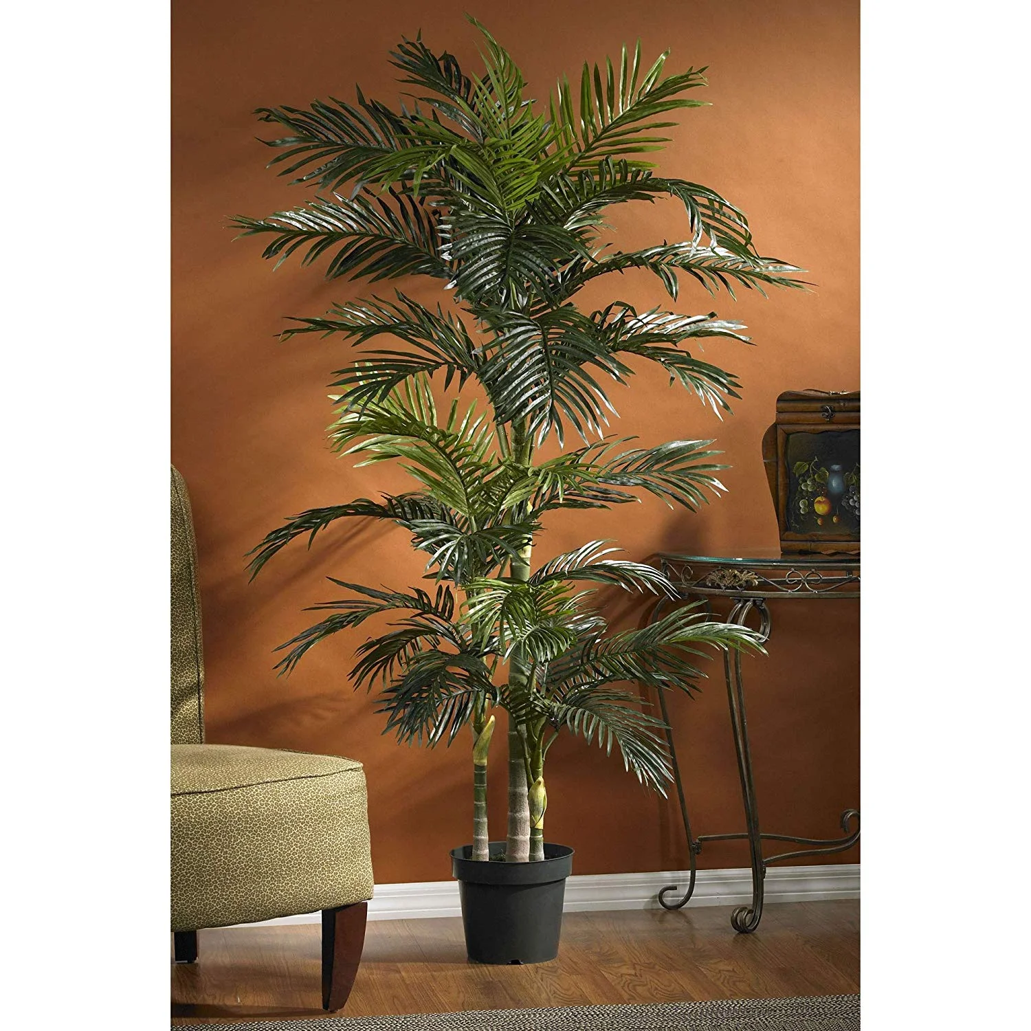 Nearly Natural 6.5' Golden Cane Palm Artificial Tree, Green