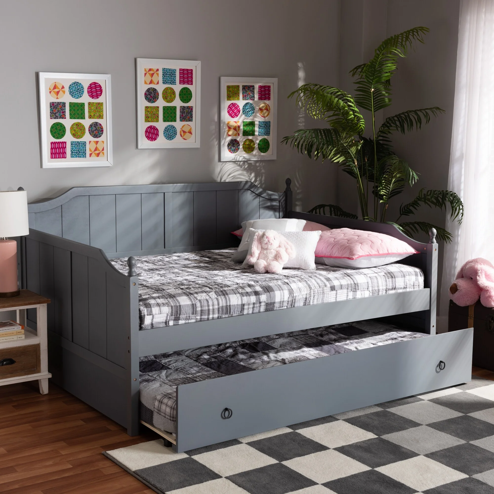 Baxton Studio Millie Cottage Farmhouse Full Size Daybed with Twin Size Trundle White