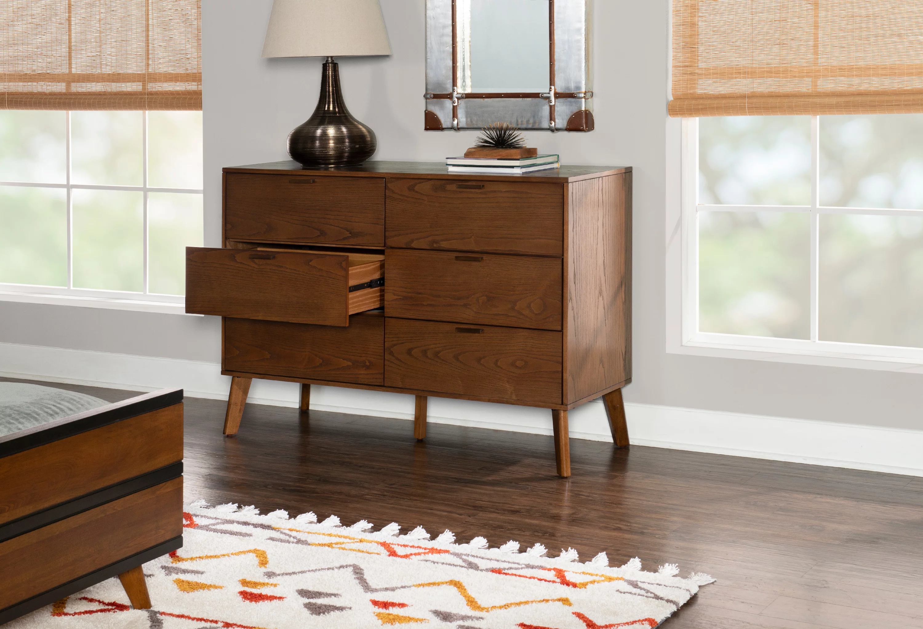 Linon Payson 6-Drawer Dresser, Walnut Finish