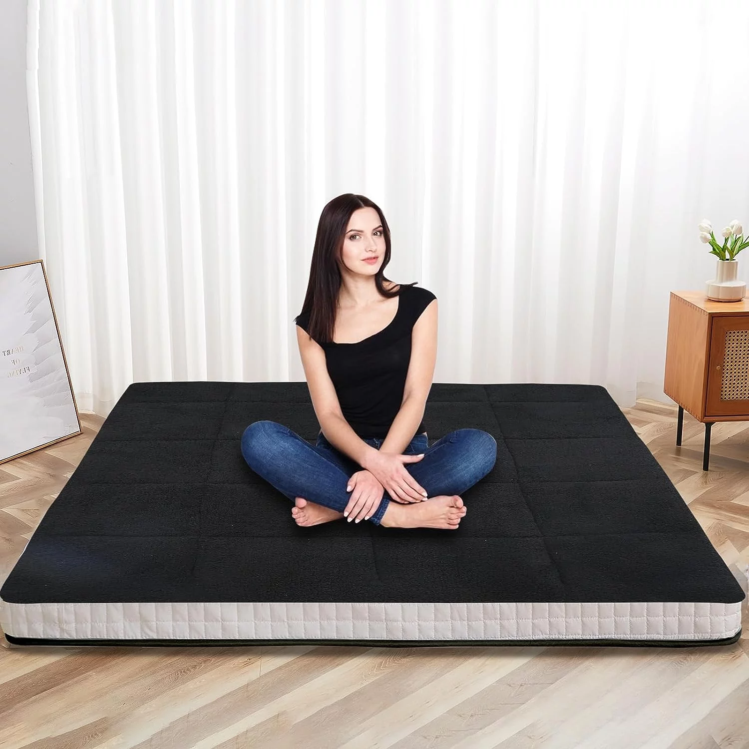 LILYPELLE Japanese Floor Mattress Futon Mattress, Thicken Sleeping Pad Foldable Roll Up Mattress Kids Floor Lounger Bed Couches Sofas