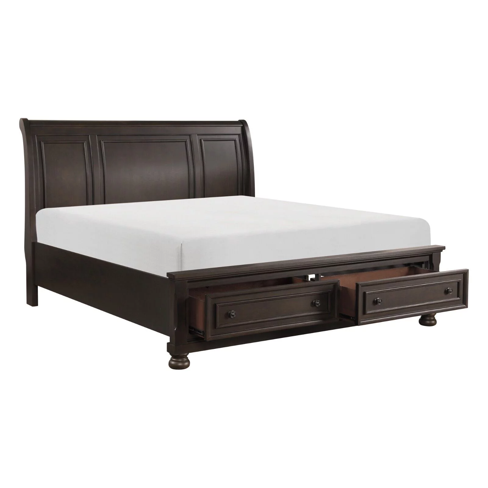 Casual Transitional Grayish Brown Finish 1pc Eastern King Size Platform Bed w Footboard Drawers