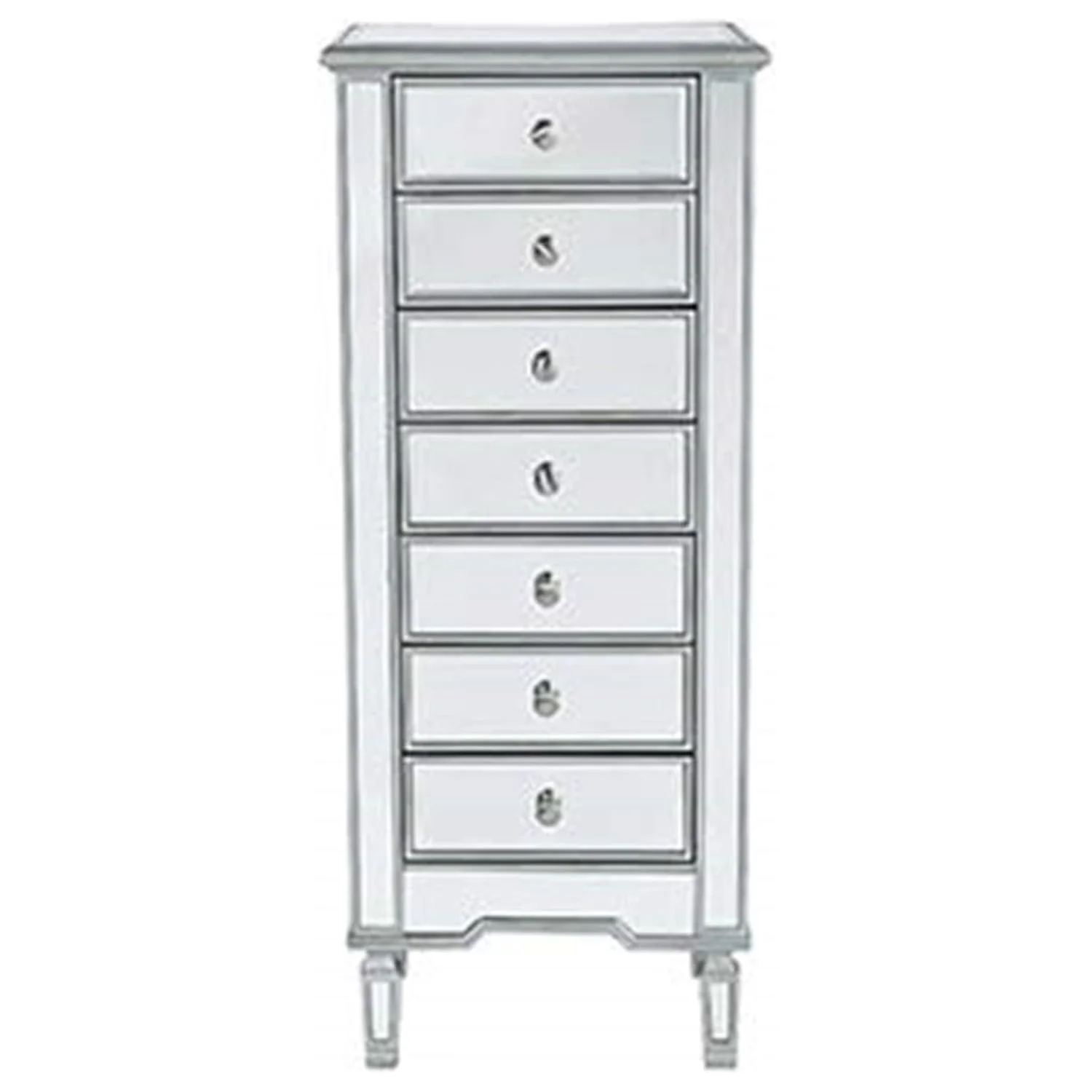 Elegant Decor Reflexion 7 Drawer Mirrored Lingerie Chest in Antique Silver