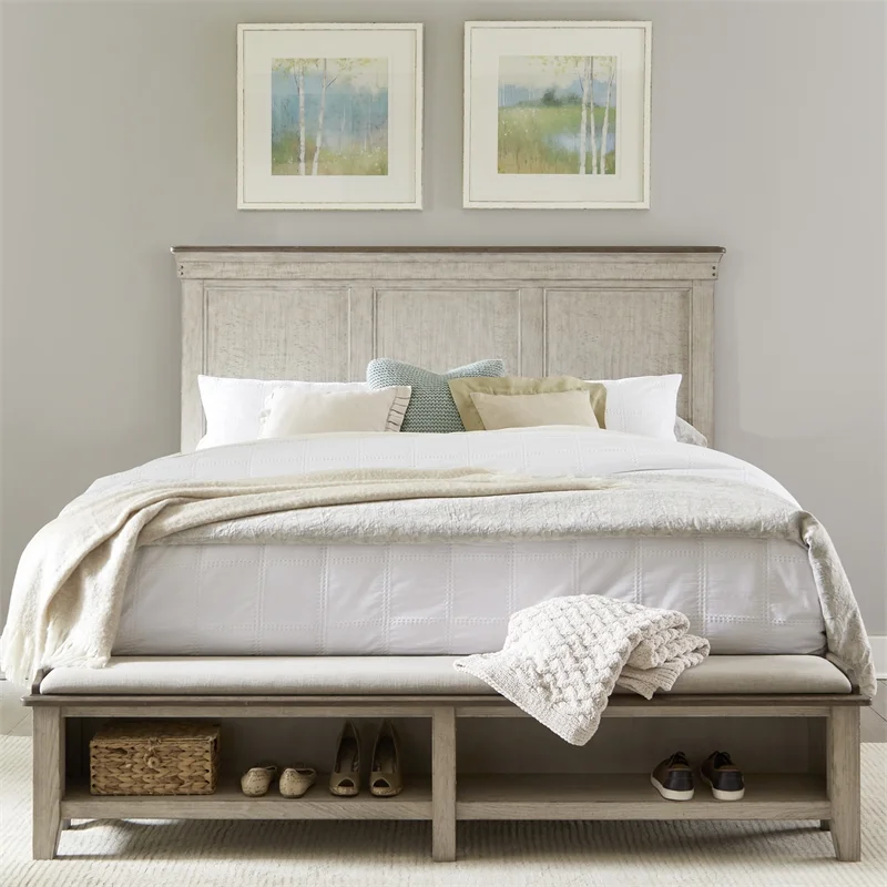Ivy Hollow King Storage Bed in Weathered Linen