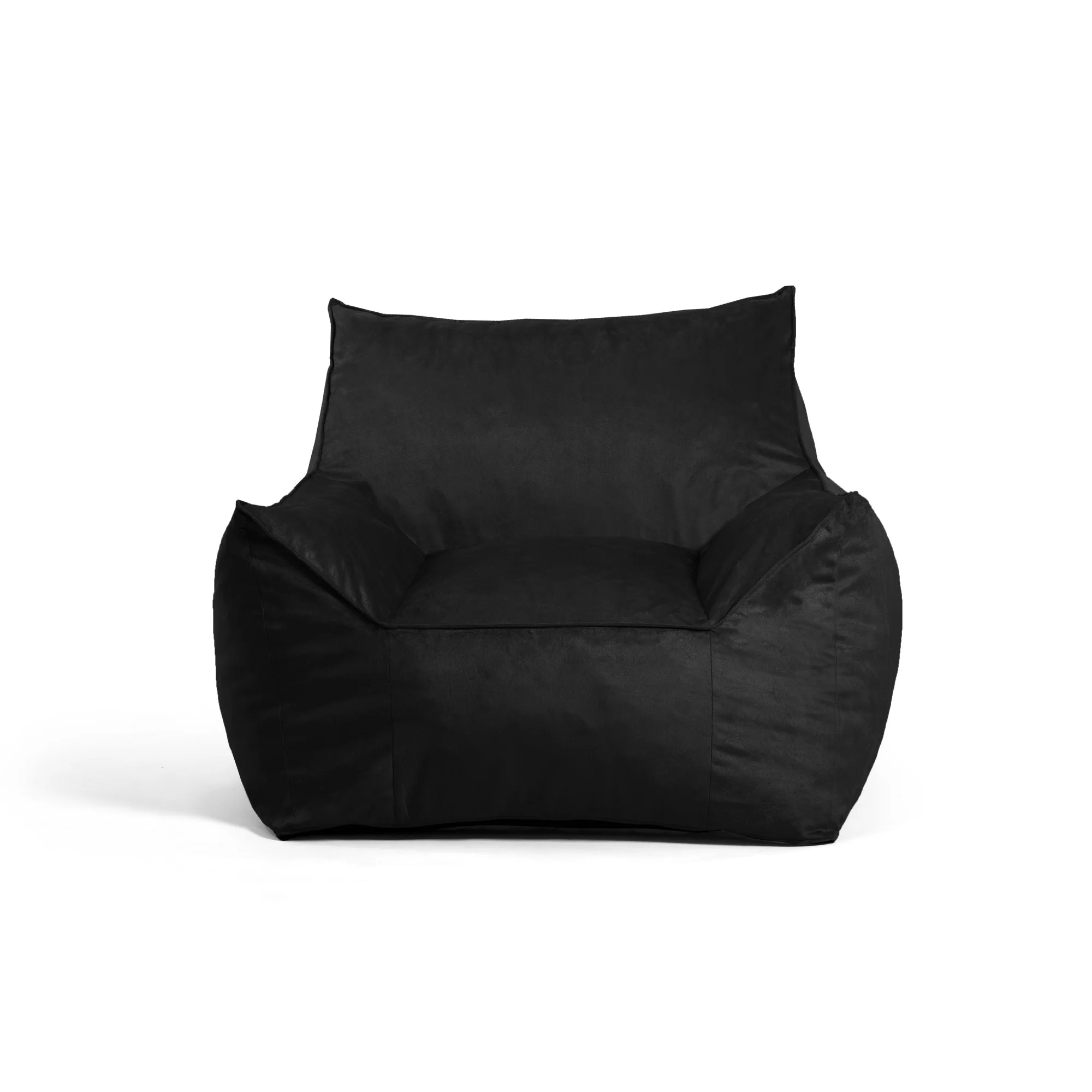 Big Joe Imperial Lounger Foam Filled Bean Bag Armchair with Removable Cover, Black Plush, Soft Polyester, 4 feet Big