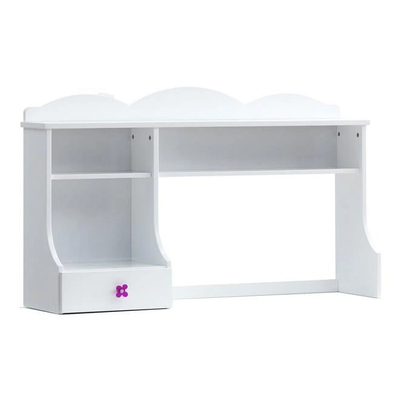 Transitional Wooden Hutch with Two Shelves & Three Drawers, White