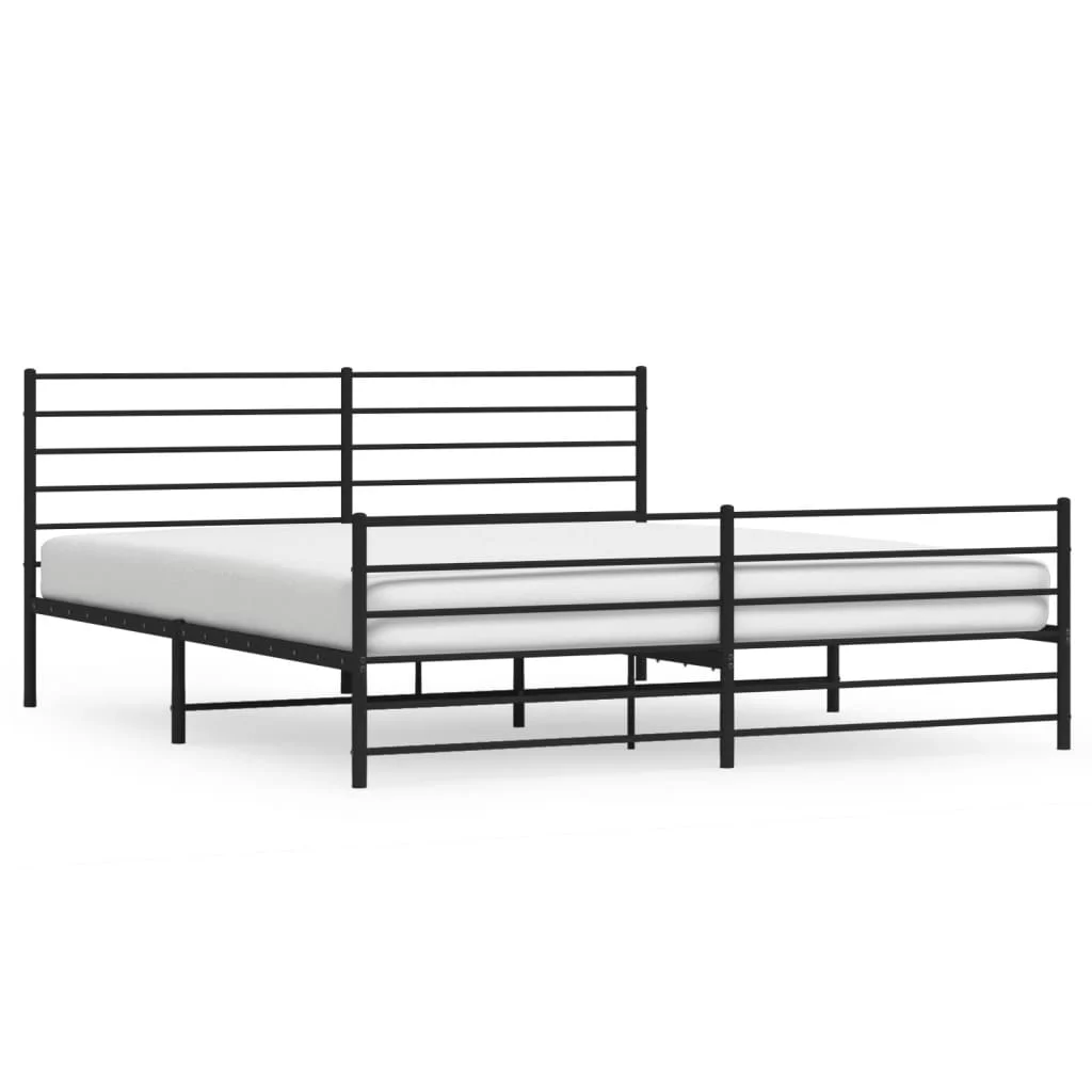 Dcenta Metal Bed Frame with Headboard and Footboard Black 72