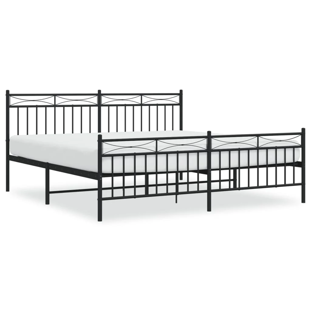 Metal Bed Frame with Headboard and Footboard?Black 72
