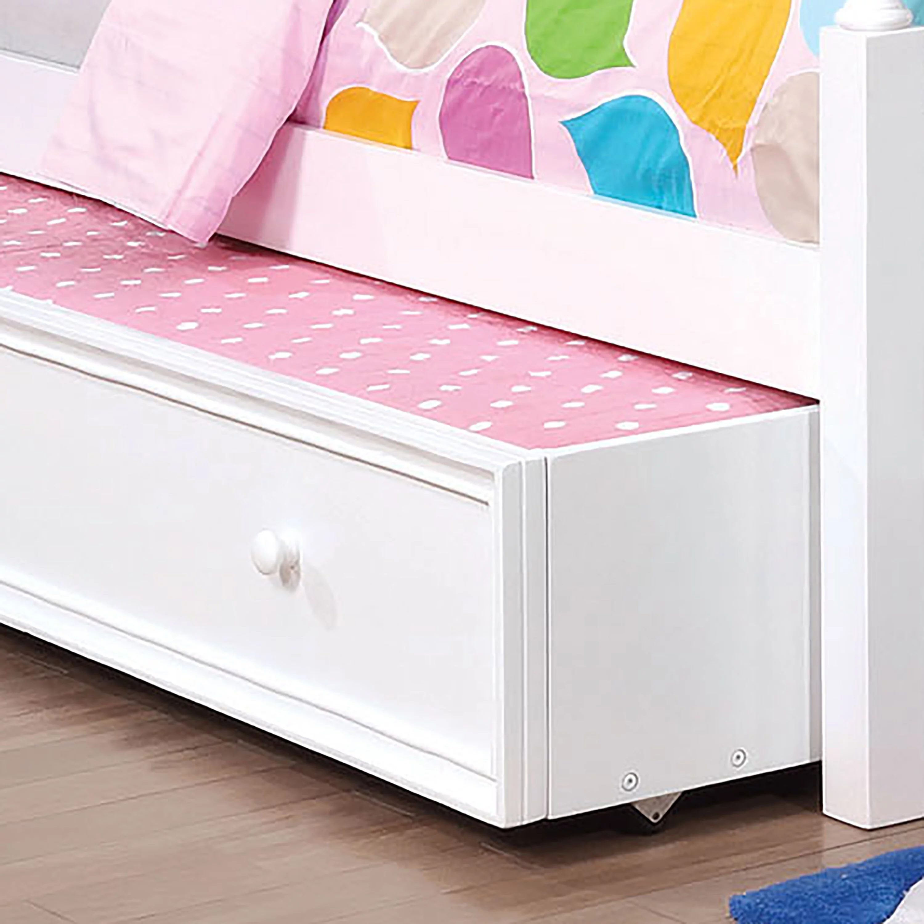 Furniture of America Jevi Contemporary White Solid Wood Trundle Bed by